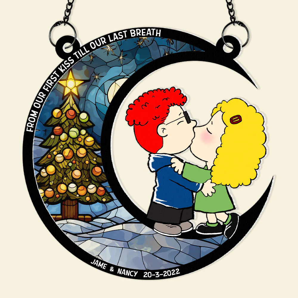 From Our First Kiss Till Our Last Breath - Personalized Window Hanging Suncatcher Ornament - Christmas Gift For Couple, Wife, Husband | GR9 HH01 - Image 5