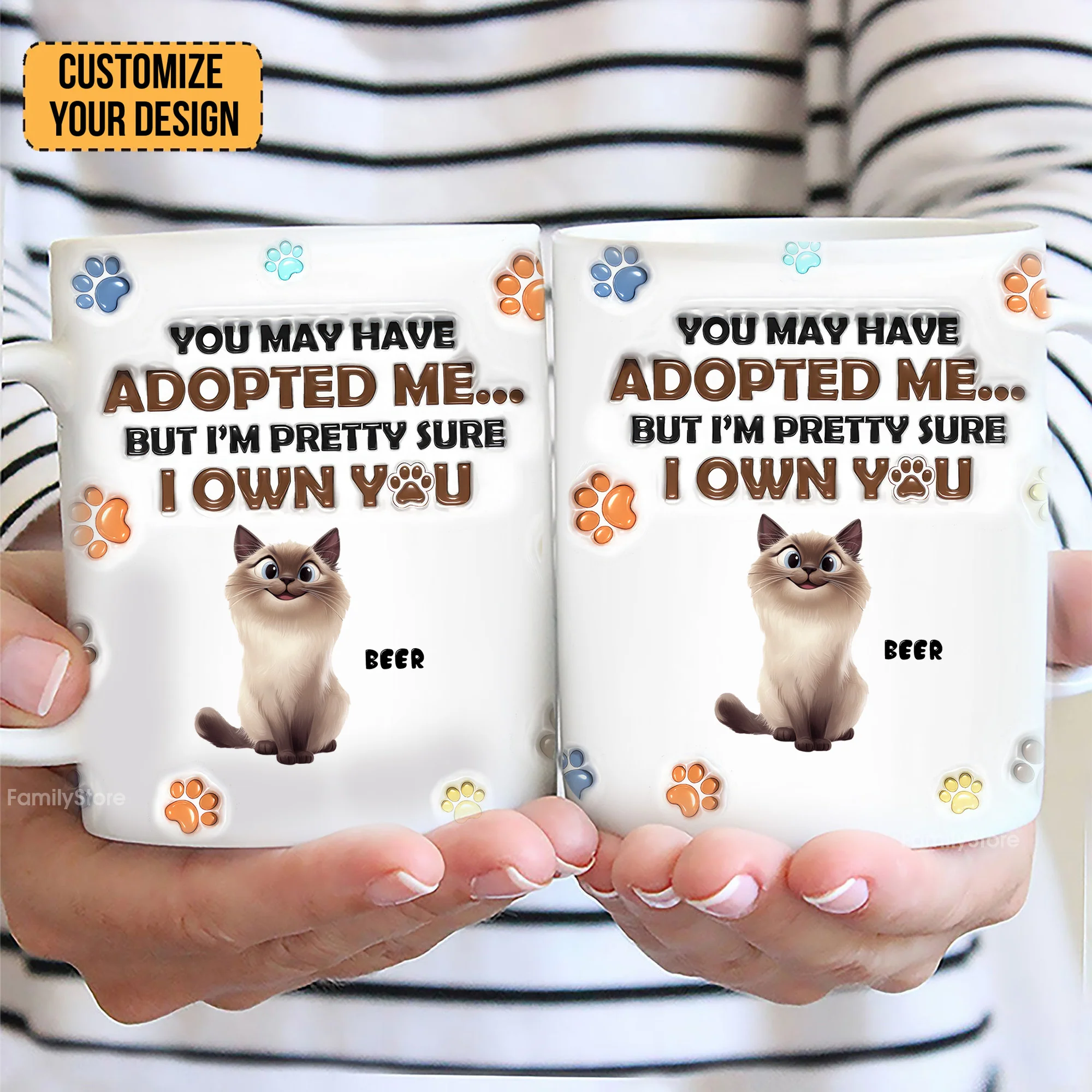 From Your Furry Cartoon Cat Baby - Personalized 3D Inflated Effect Ceramic Mug - Gift For Cat Lovers | CLP15 NA94 - Image 3