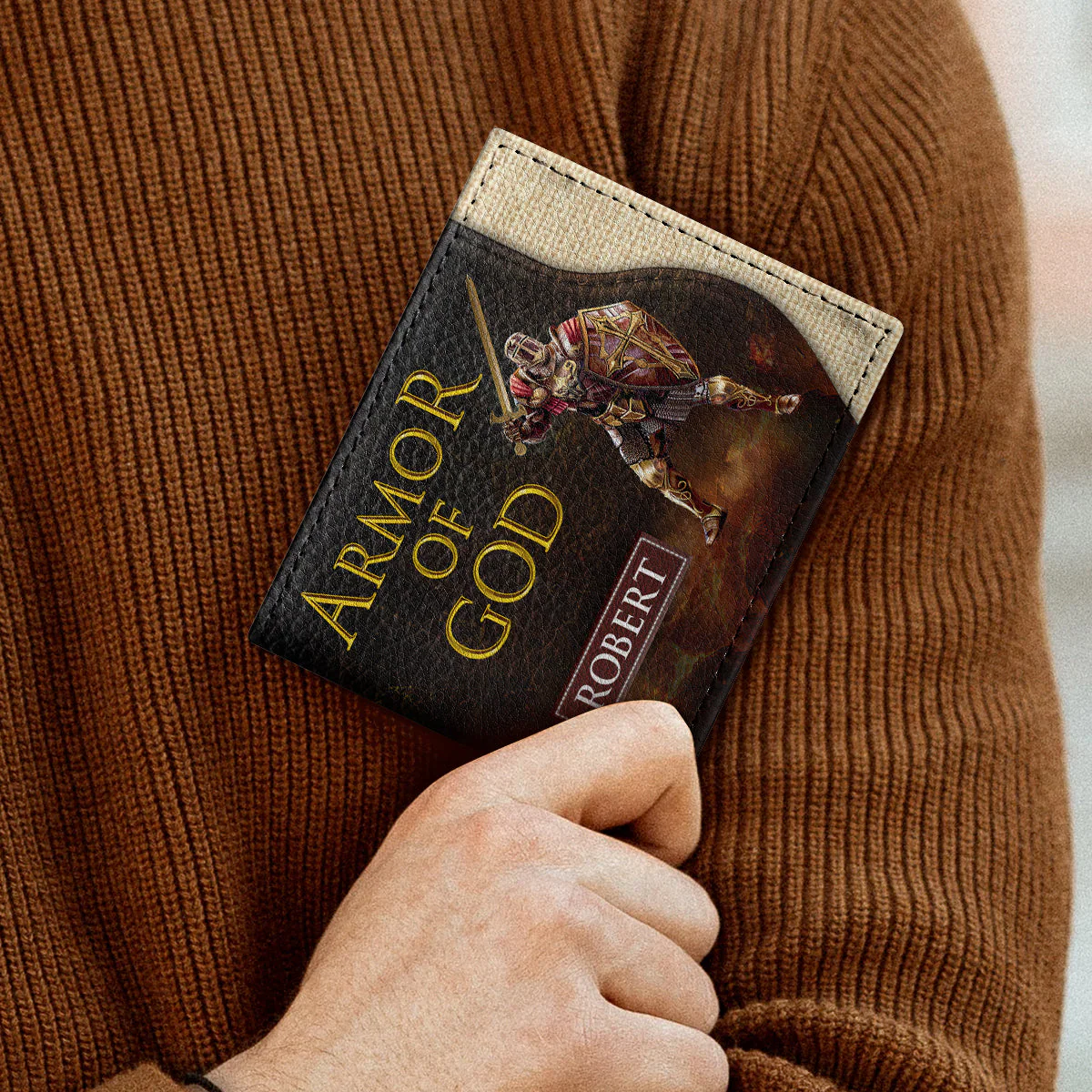 Full Armor Of God - Personalized Leather Folded Wallet TD118 - Image 3