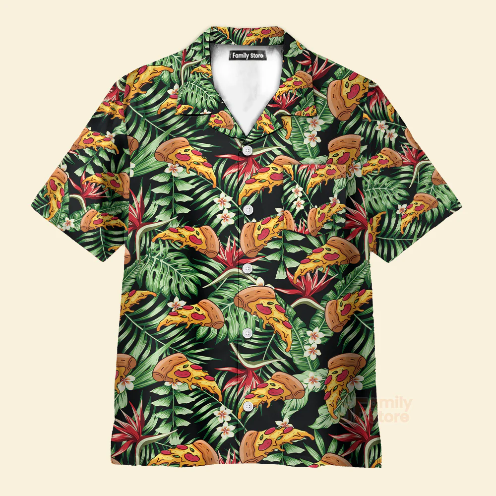 Funky Tropical Pizza Shirt For Men Hawaiian Shirt - Image 2