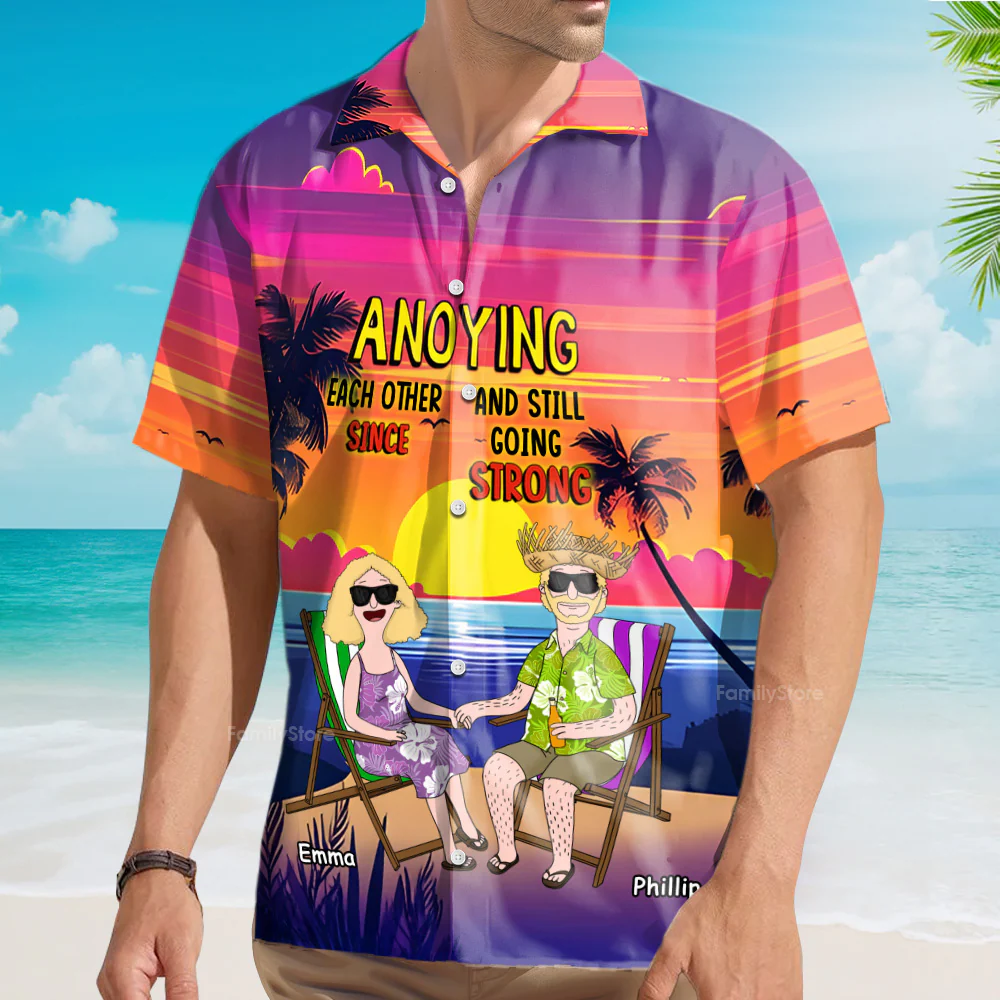 Funny Cartoon Couple - Personalized Hawaiian Shirt - Gift For Anniversary, Vacation | CL55 PT - Image 3