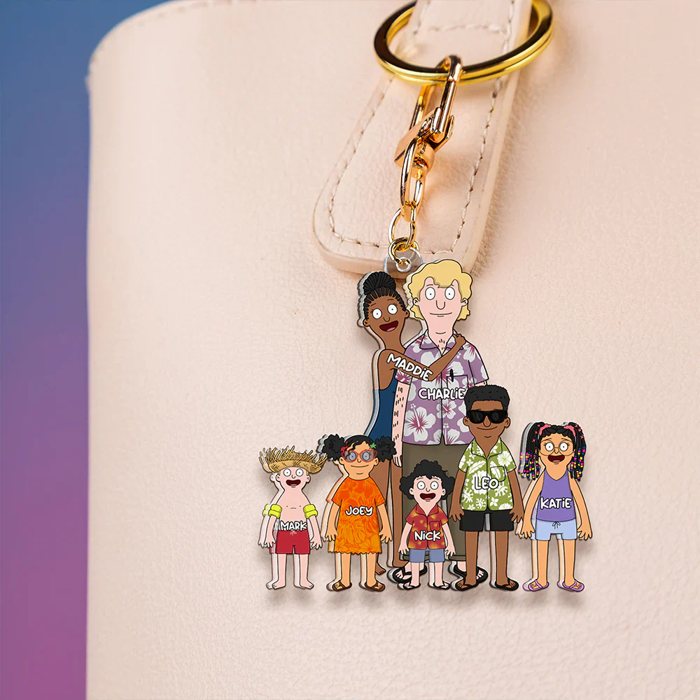 Funny Cartoon Family Custom Keychain - Gift For Couple, Husband Wife, Anniversary | CL56