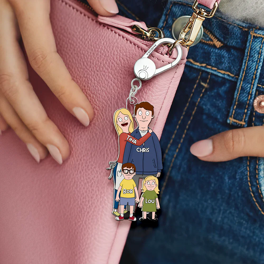 Funny Cartoon Family Custom Keychain - Gift For Couple, Husband Wife, Anniversary | CL56 - Image 2