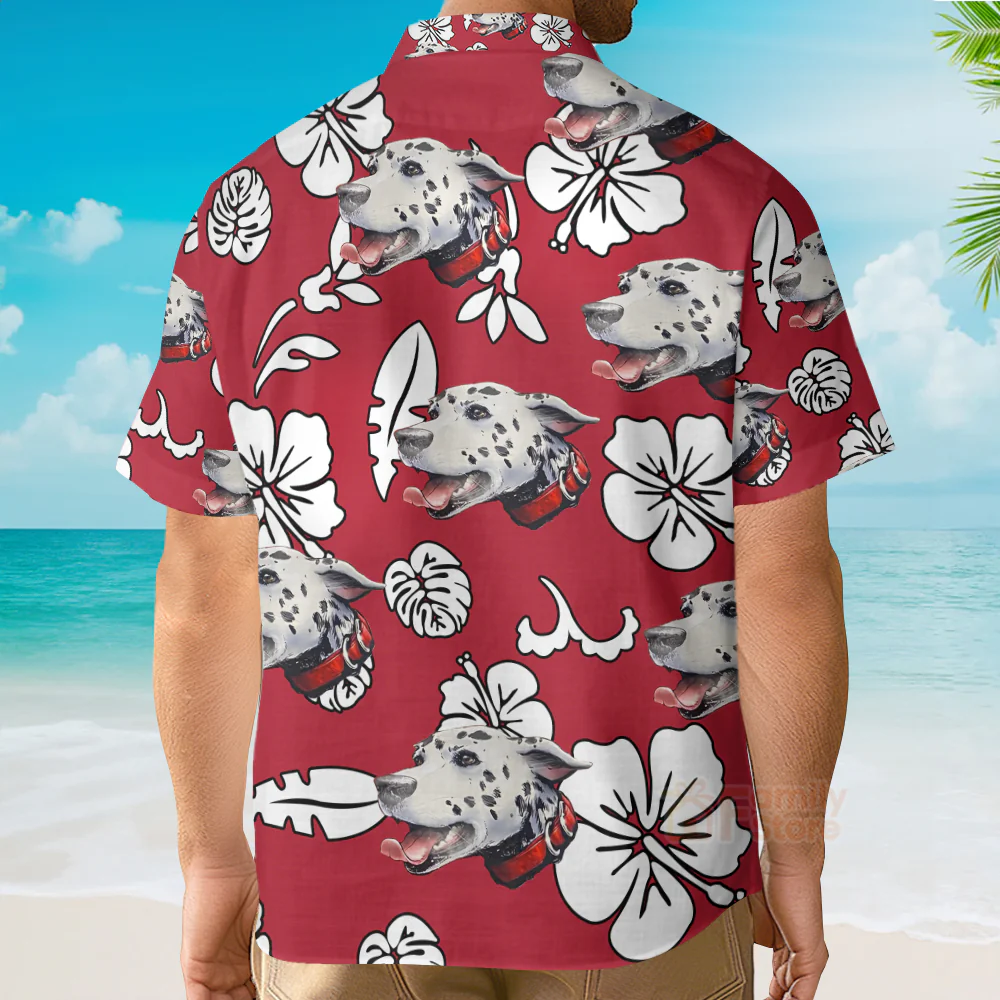 Funny Custom Face Dog Flowers & Leaves Pattern - Hawaiian Shirt PN302043Lb - Image 4
