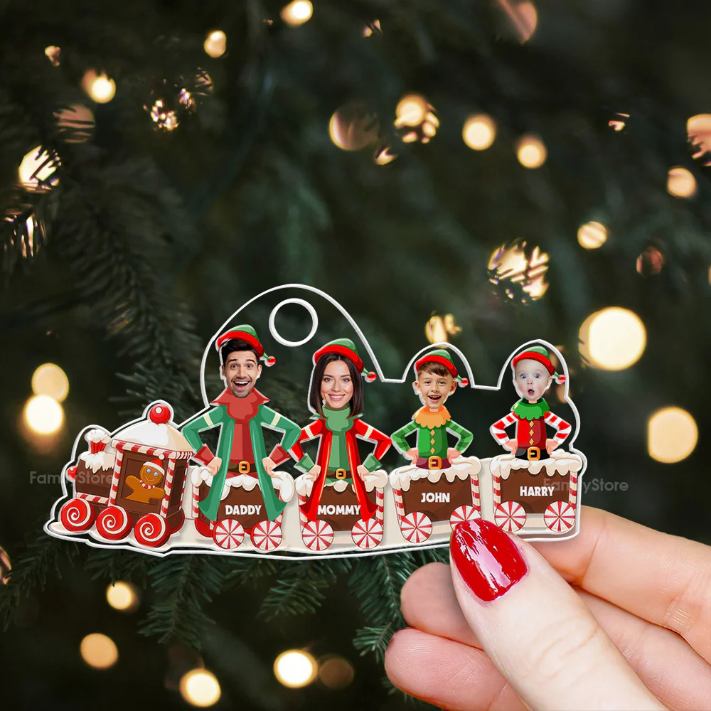 Funny Faces Let's Us Bring Ginger Cookies For You - Gift For Family Members - Personalized Acrylic Ornament - Image 2