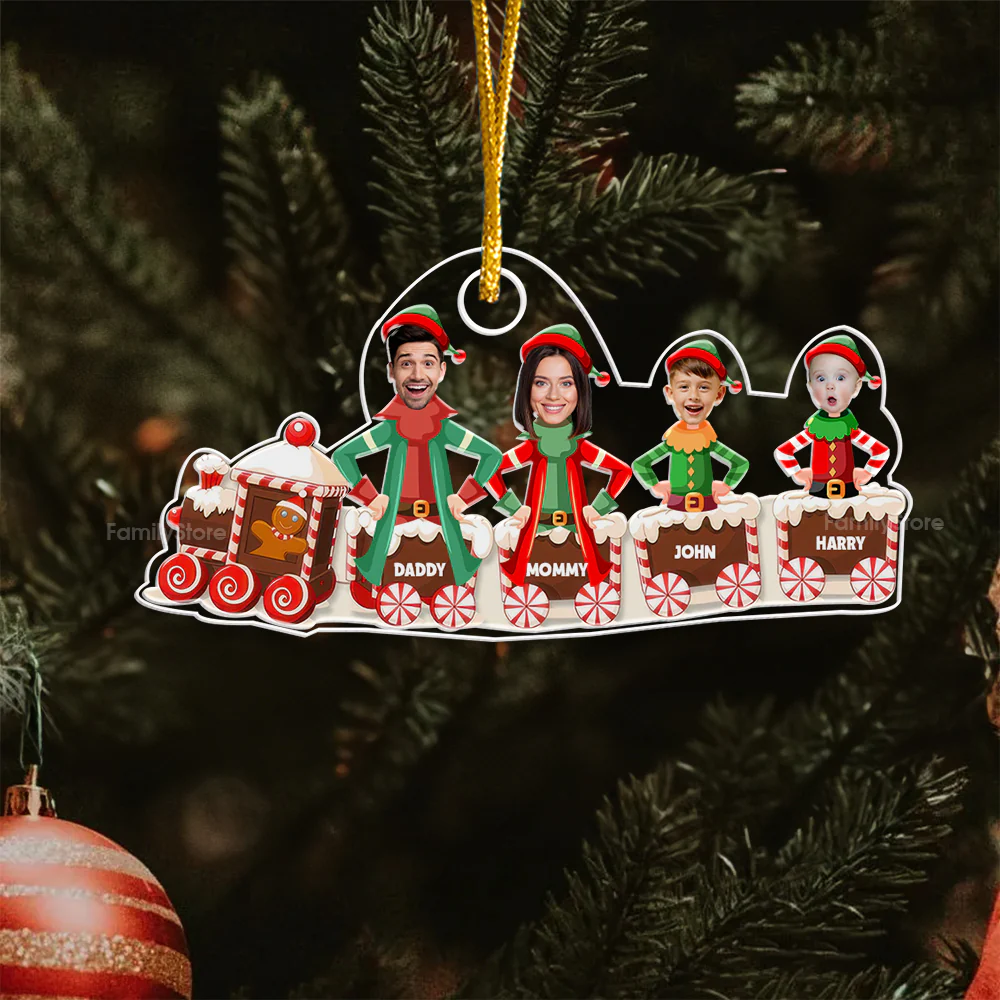 Funny Faces Let's Us Bring Ginger Cookies For You - Gift For Family Members - Personalized Acrylic Ornament - Image 5