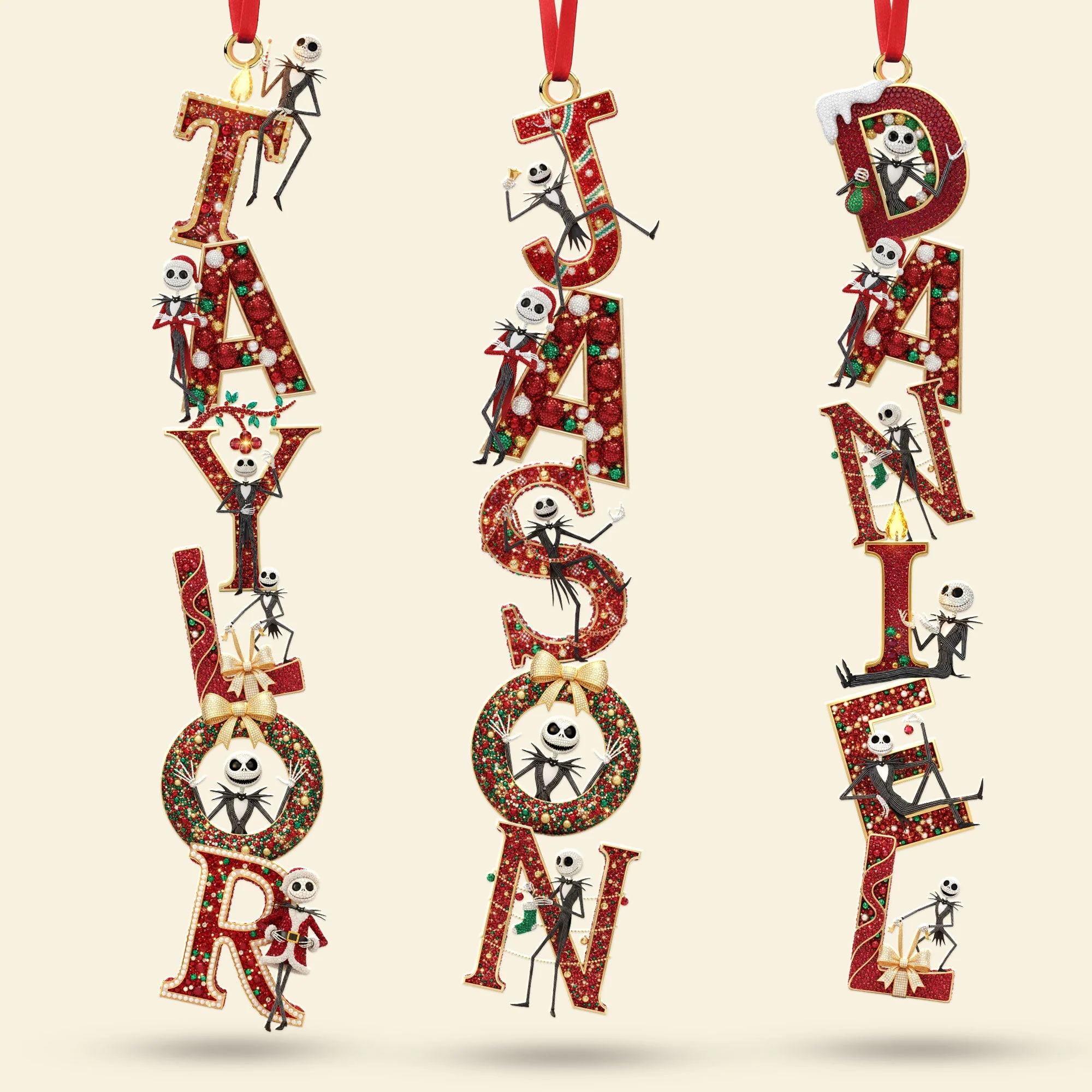 Funny Spooky Nightmare Custom Alphabet - Personalized Acrylic Ornament - Christmas Gift For Family Members NA94 - Image 3