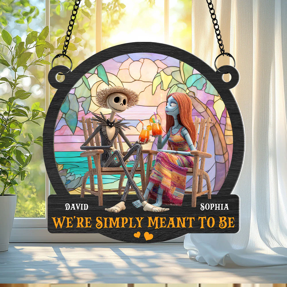 Galaxy Couple Love You Moon And Back- Personalized Window Hanging Suncatcher - Gifts For Couples, Husband, Wife