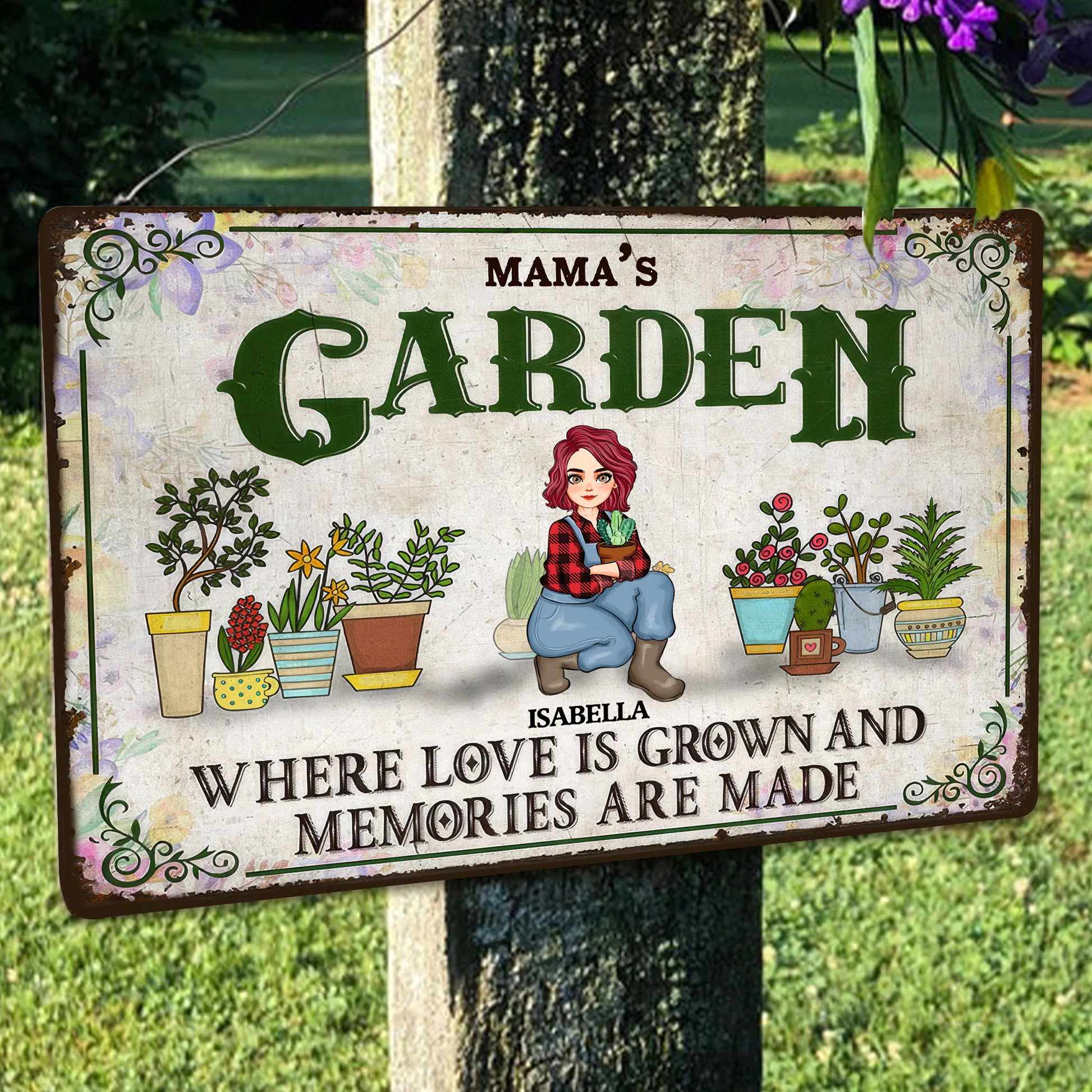 Gardening Where Love Is Grown - Personalized Metal Sign - Gift For Mom, Grandma, Plant Lovers | GR17 NA94 - Image 3