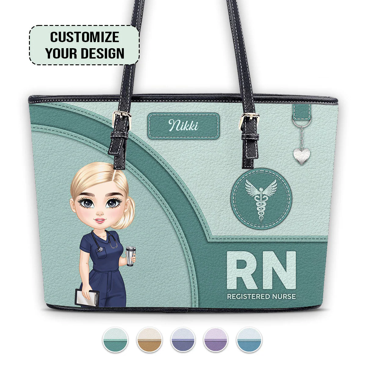 Gentle Nurse - Personalized Leather Tote Bag - Gift For Nurse | NR4 HH01