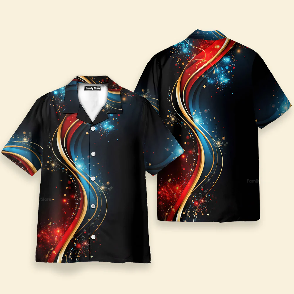 Geometric Gradient Line Short Sleeve - Hawaiian Shirt - Image 4