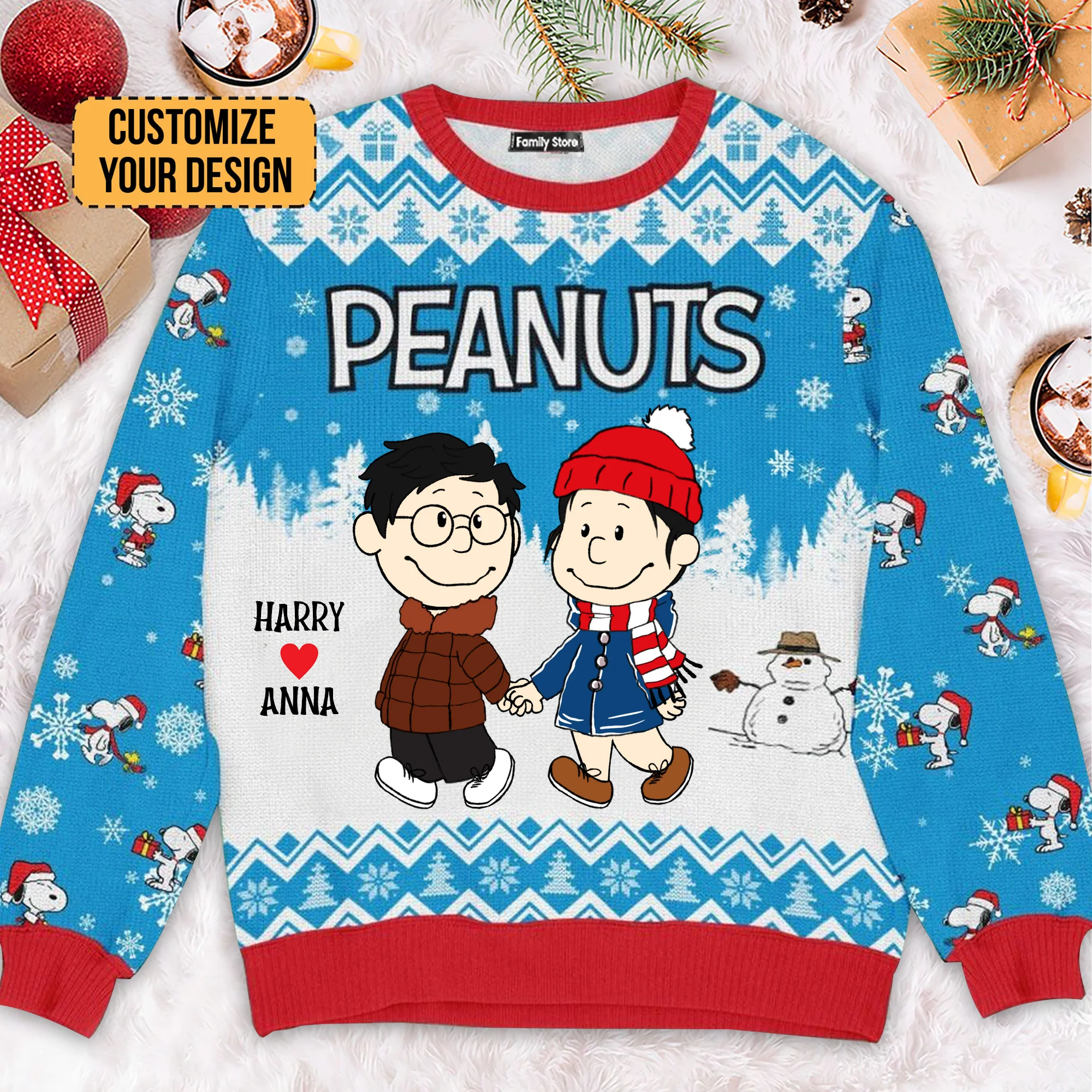 Peanut Getting Together This Holiday - Personalized Ugly Sweatshirt - Gift For Couple, Husband Wife, Anniversary, Engagement NH96