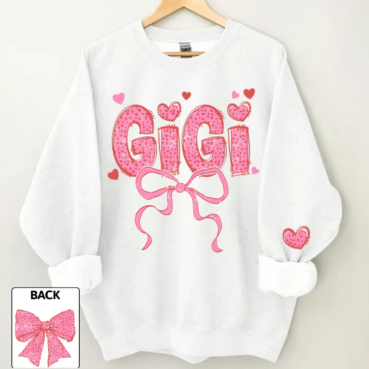Gigi Nana And Kids - Personalized Sweatshirt With Design On Sleeve - Valentine Gift For Grandma, Mom, Wife - NH96 - Image 14