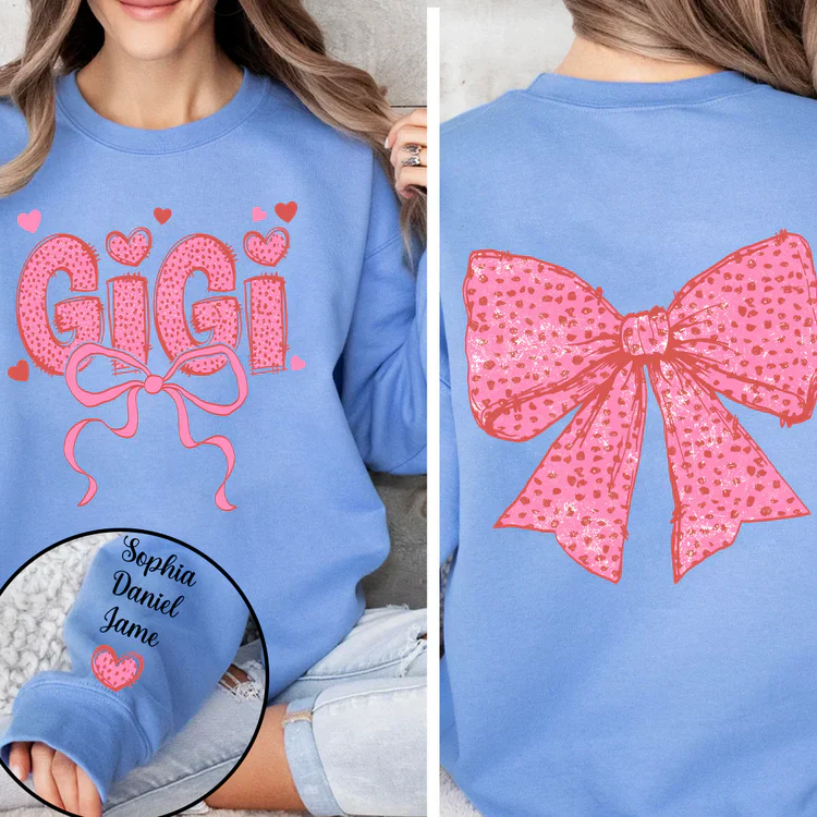 Gigi Nana And Kids - Personalized Sweatshirt With Design On Sleeve - Valentine Gift For Grandma, Mom, Wife - NH96 - Image 6