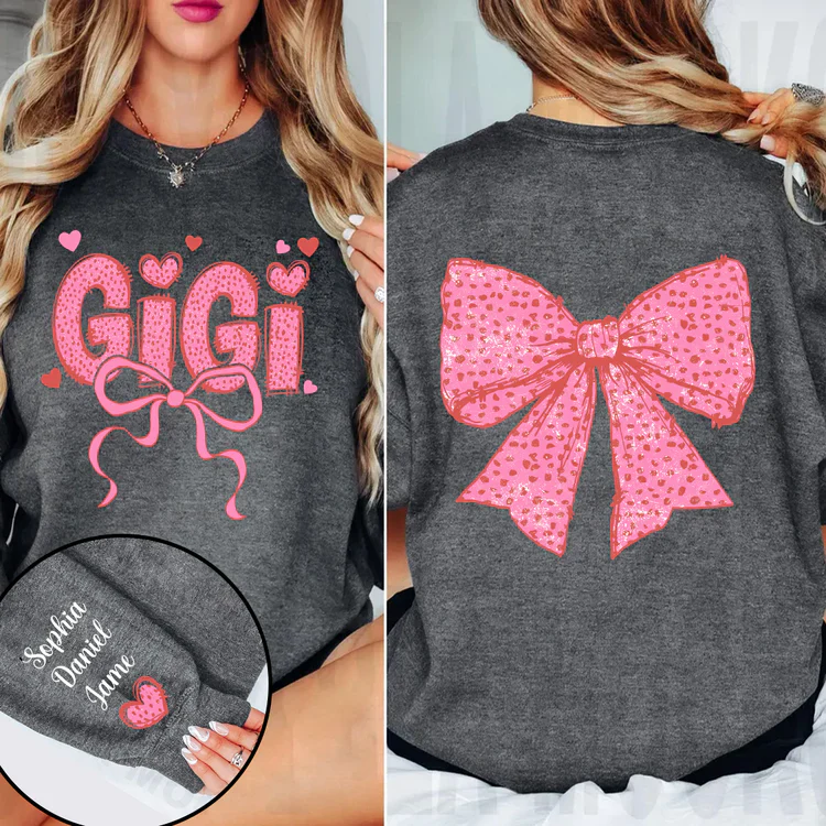 Gigi Nana And Kids - Personalized Sweatshirt With Design On Sleeve - Valentine Gift For Grandma, Mom, Wife - NH96 - Image 9