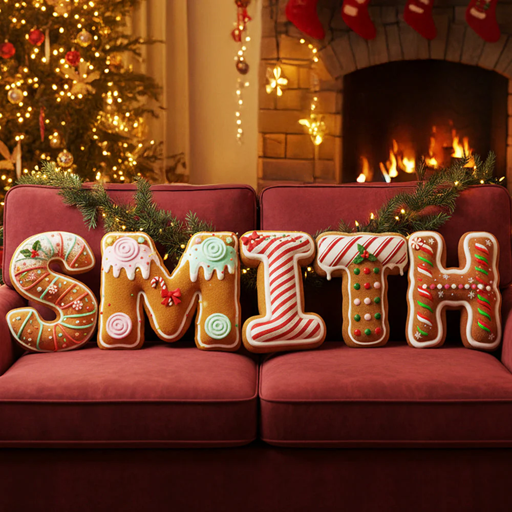 Gingerbread Alphabet - Personalized Custom Shape Pillow - Christmas Gift HH01 - Image 2