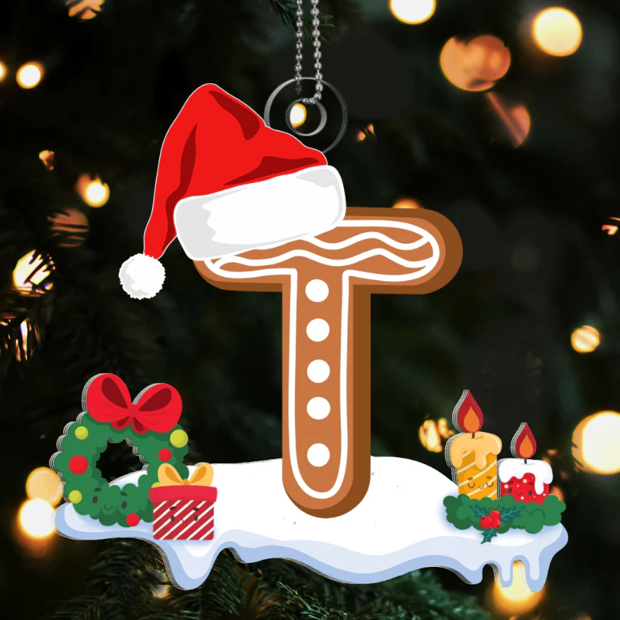 Gingerbread Cookie Letter - Personalized Custom Shaped Acrylic Ornament HN02 - Image 6