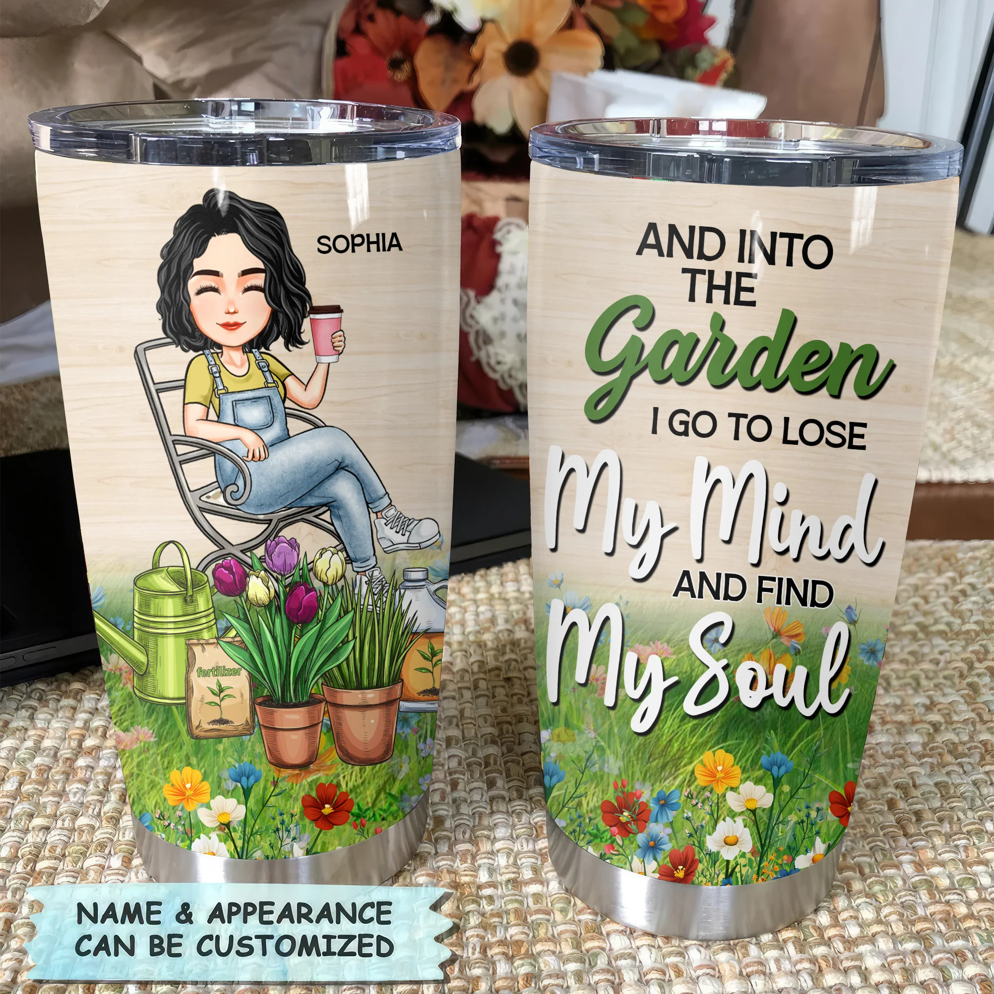 Girl Into The Garden Find My Soul - Personalized Stainless Steel Tumbler - Gift For Mom, Mother's Day, Gardening Lovers | GR21 NA94 - Image 2