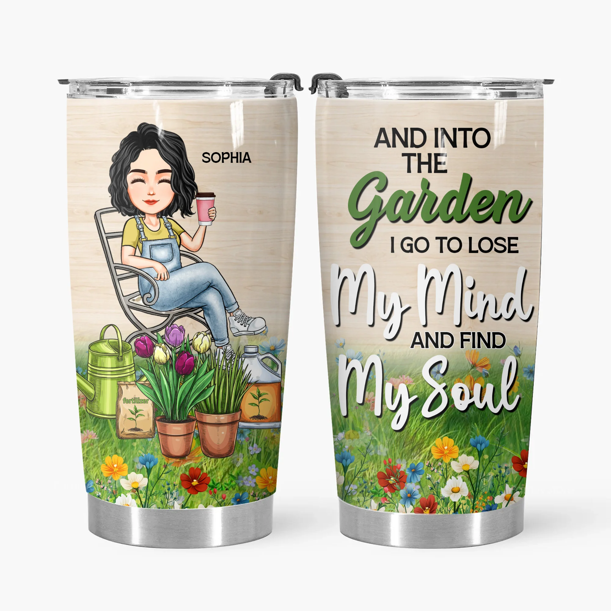 Girl Into The Garden Find My Soul - Personalized Stainless Steel Tumbler - Gift For Mom, Mother's Day, Gardening Lovers | GR21 NA94 - Image 3