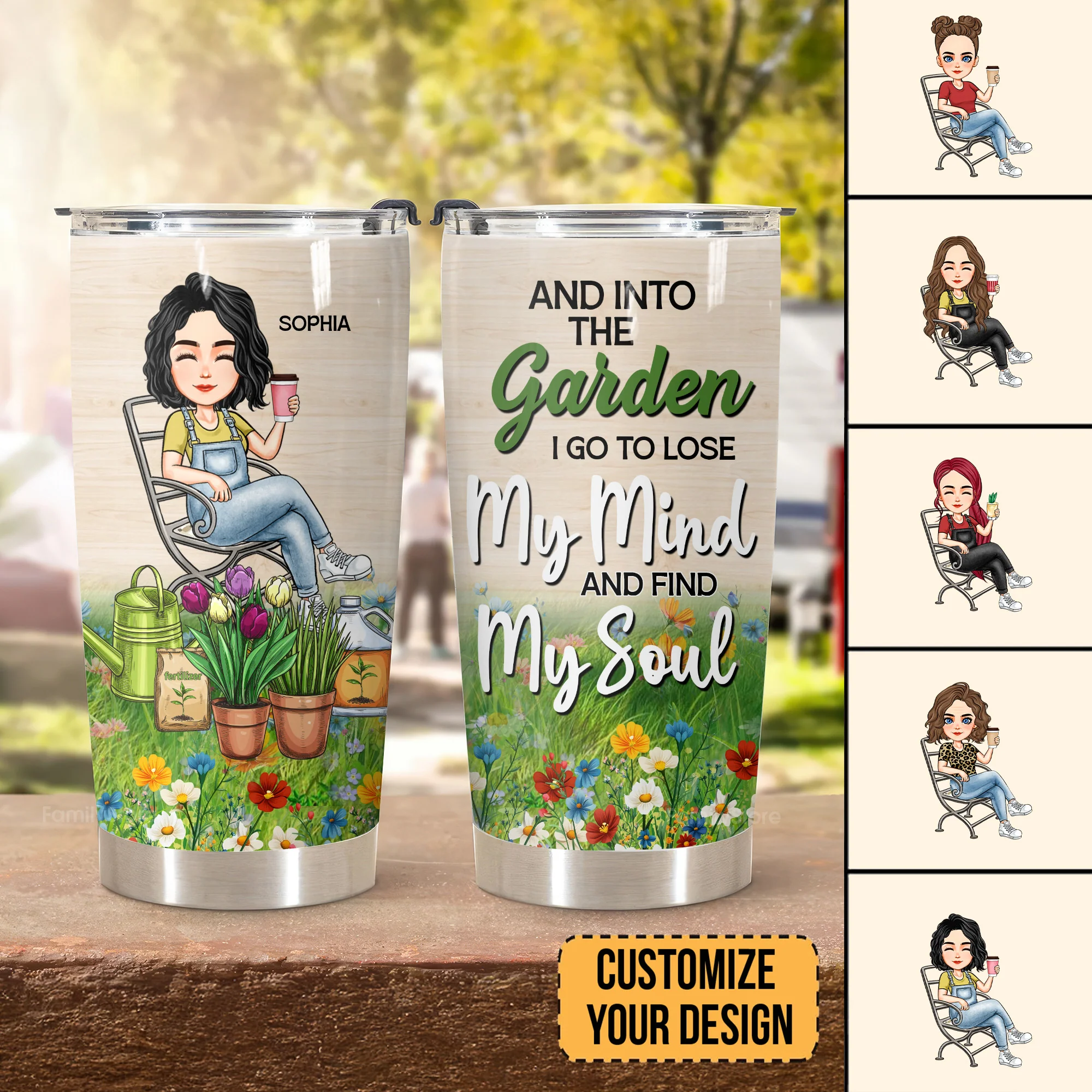 Girl Into The Garden Find My Soul - Personalized Stainless Steel Tumbler - Gift For Mom, Mother's Day, Gardening Lovers | GR21 NA94 - Image 4