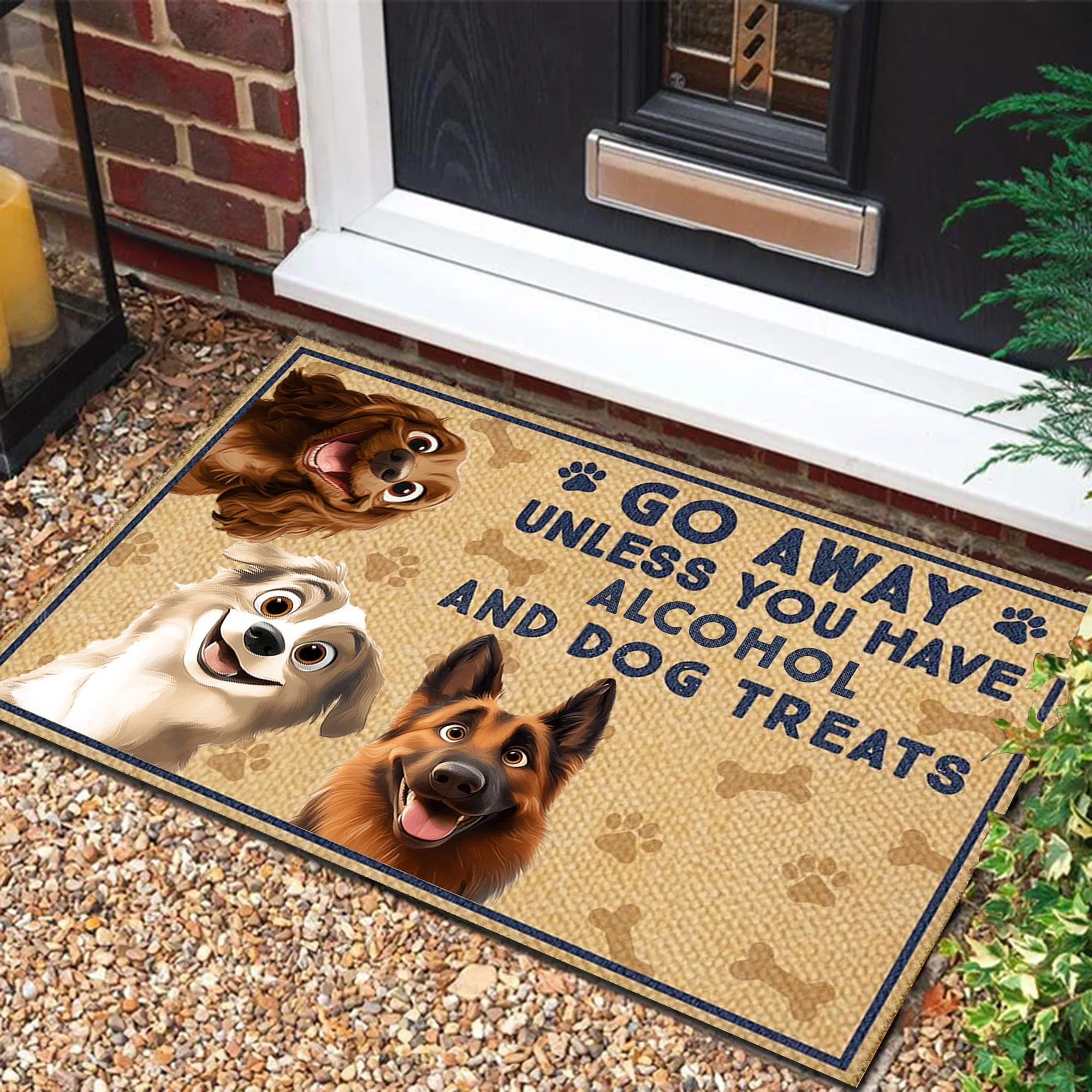 Go Away Unless You Have Alcohol And Dog Treats Caroon Dog - Personalized Doormat - Gift for Pet Owners, Pet Lovers, Dog Mom, Dog Dad | CLP15 NH96