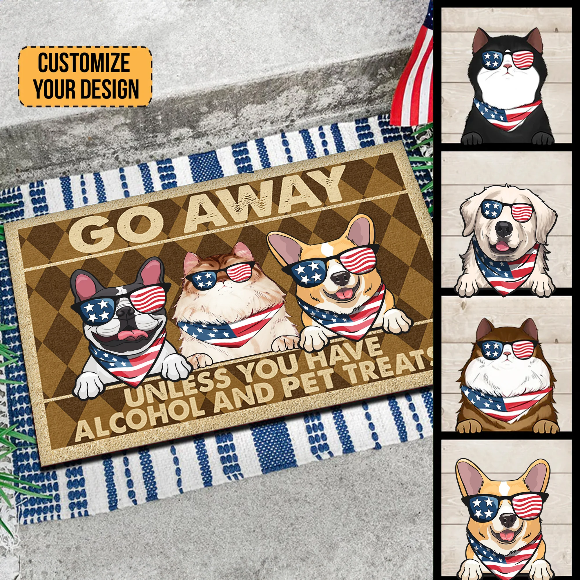 Go Away Unless You Have Alcohol And Pet Treats - GIft For Pet Lovers - Personalized Door Mat - Image 2