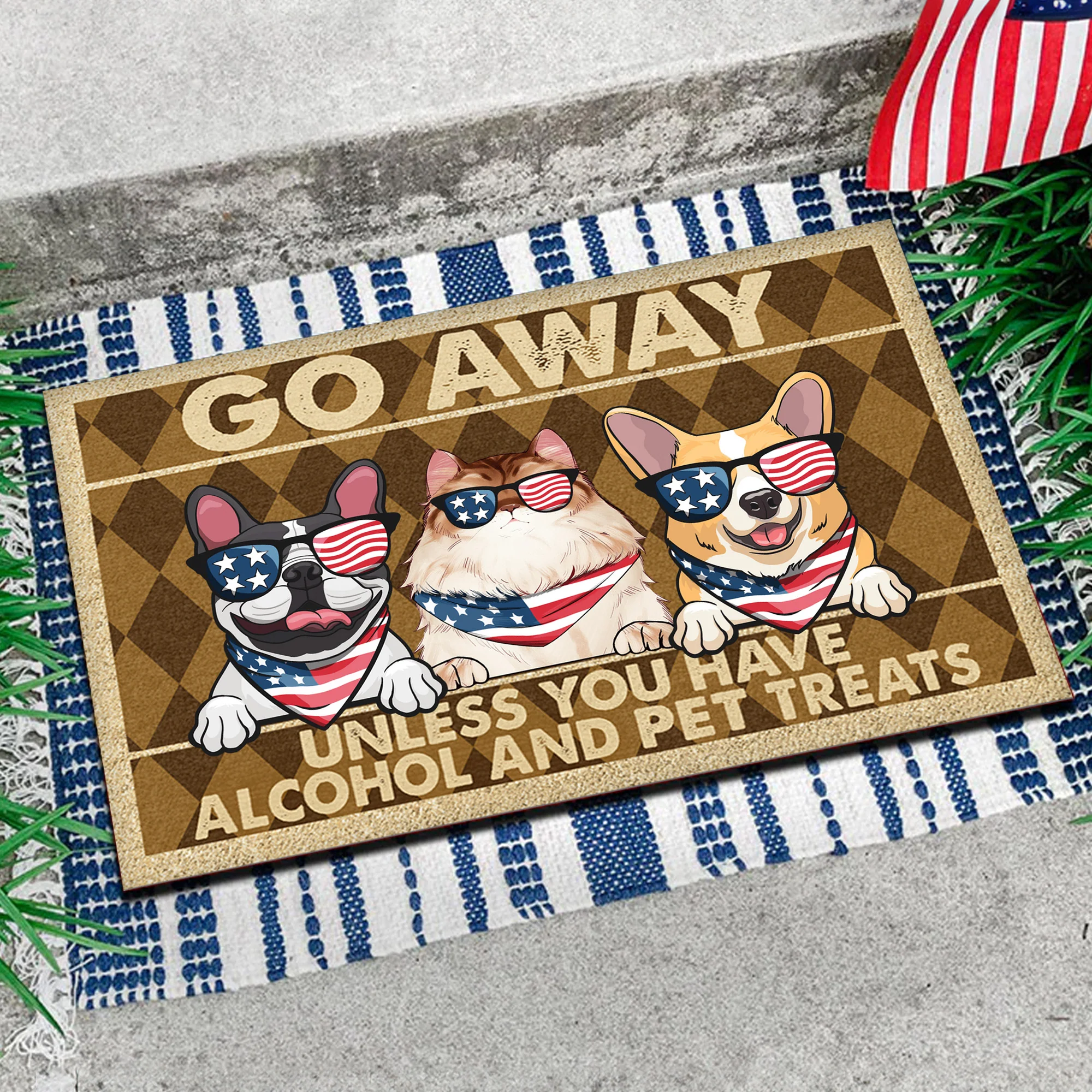 Go Away Unless You Have Alcohol And Pet Treats - GIft For Pet Lovers - Personalized Door Mat - Image 3