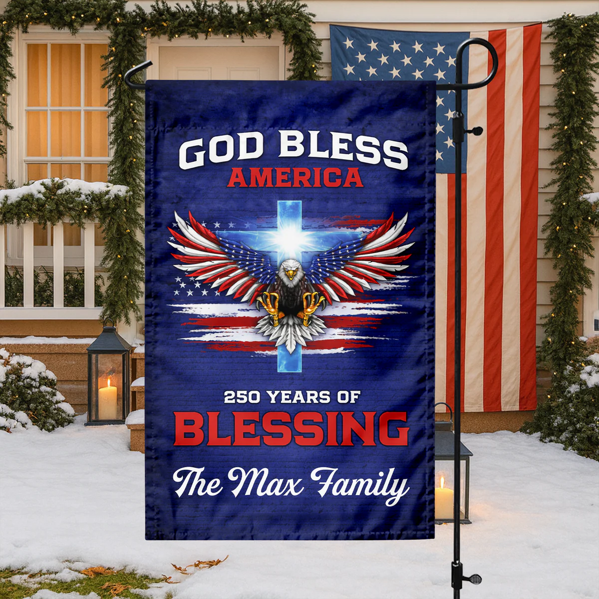 God Bless America 250 Years Of Blessing - Personalized Flag - Patriotic Gift For Family HN02