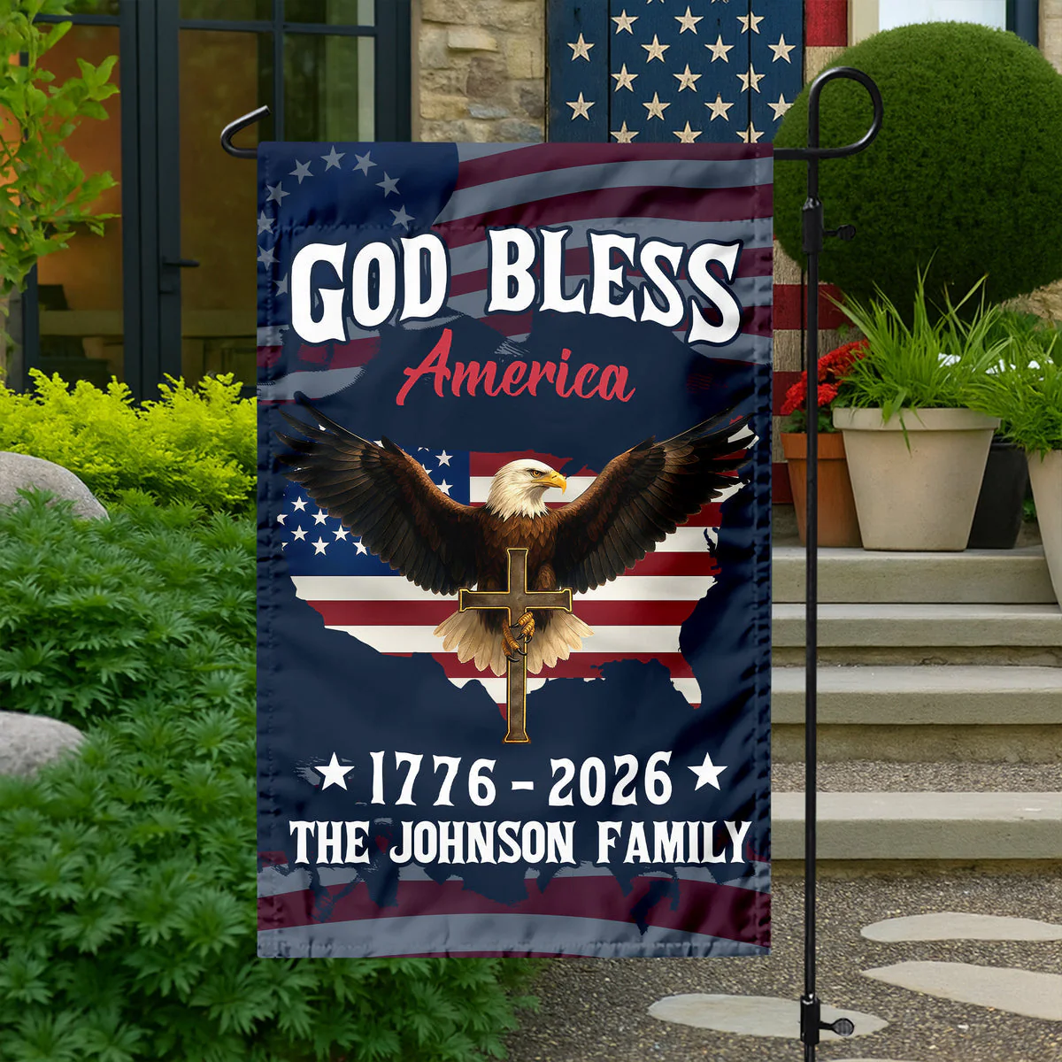 God Bless America Eagle 1776–2026 - Personalized Flag - Patriotic Gift For Family HN02 - Image 2