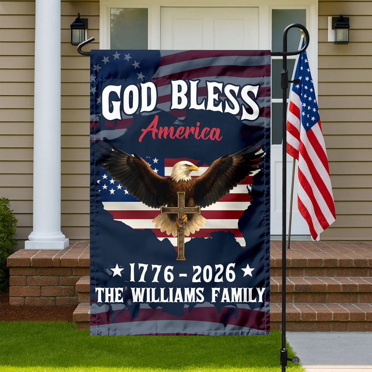 God Bless America Eagle 1776–2026 - Personalized Flag - Patriotic Gift For Family HN02 - Image 3