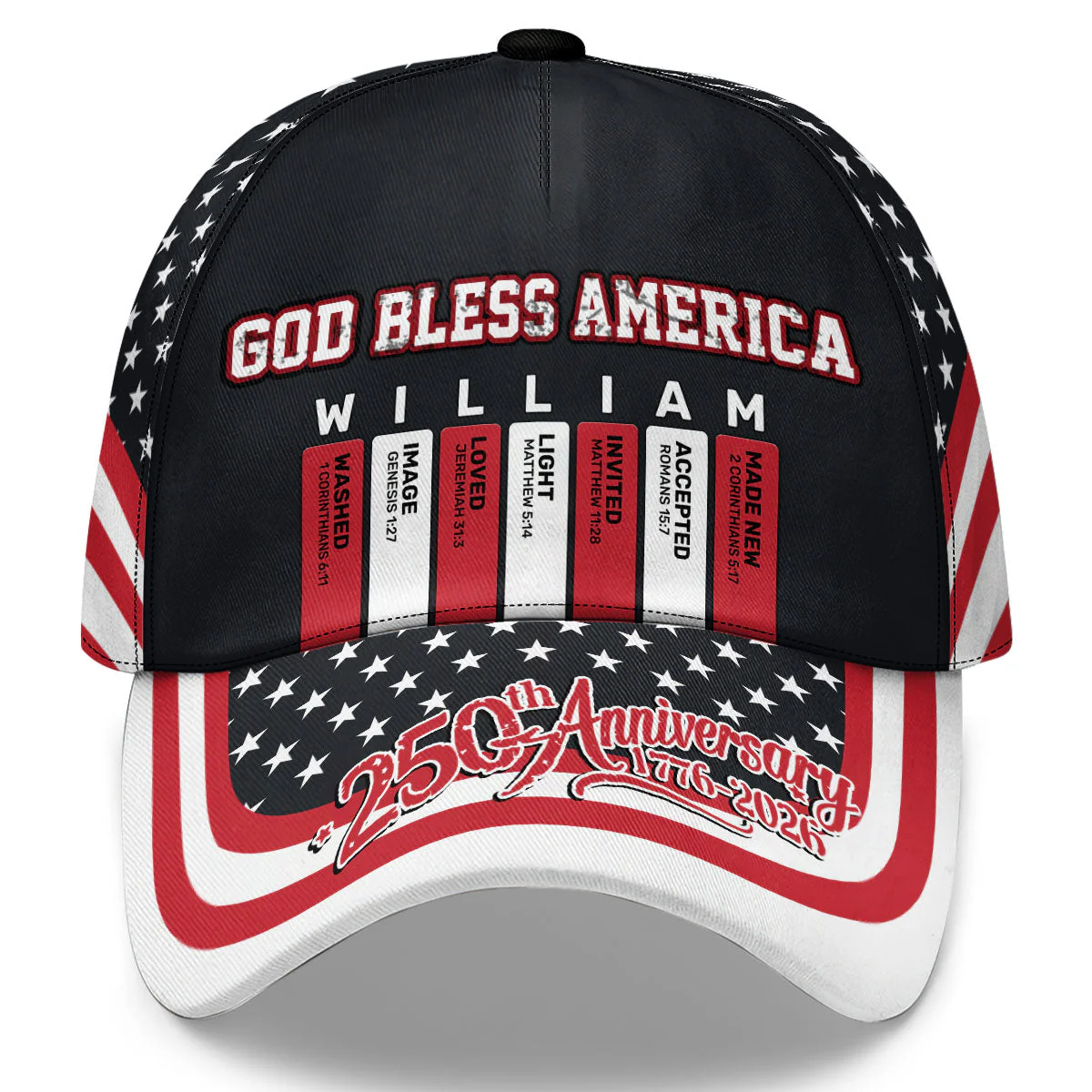 God Bless America - Personalized Classic Cap - 250 Years Of Independence Day Gift For Christian BA01