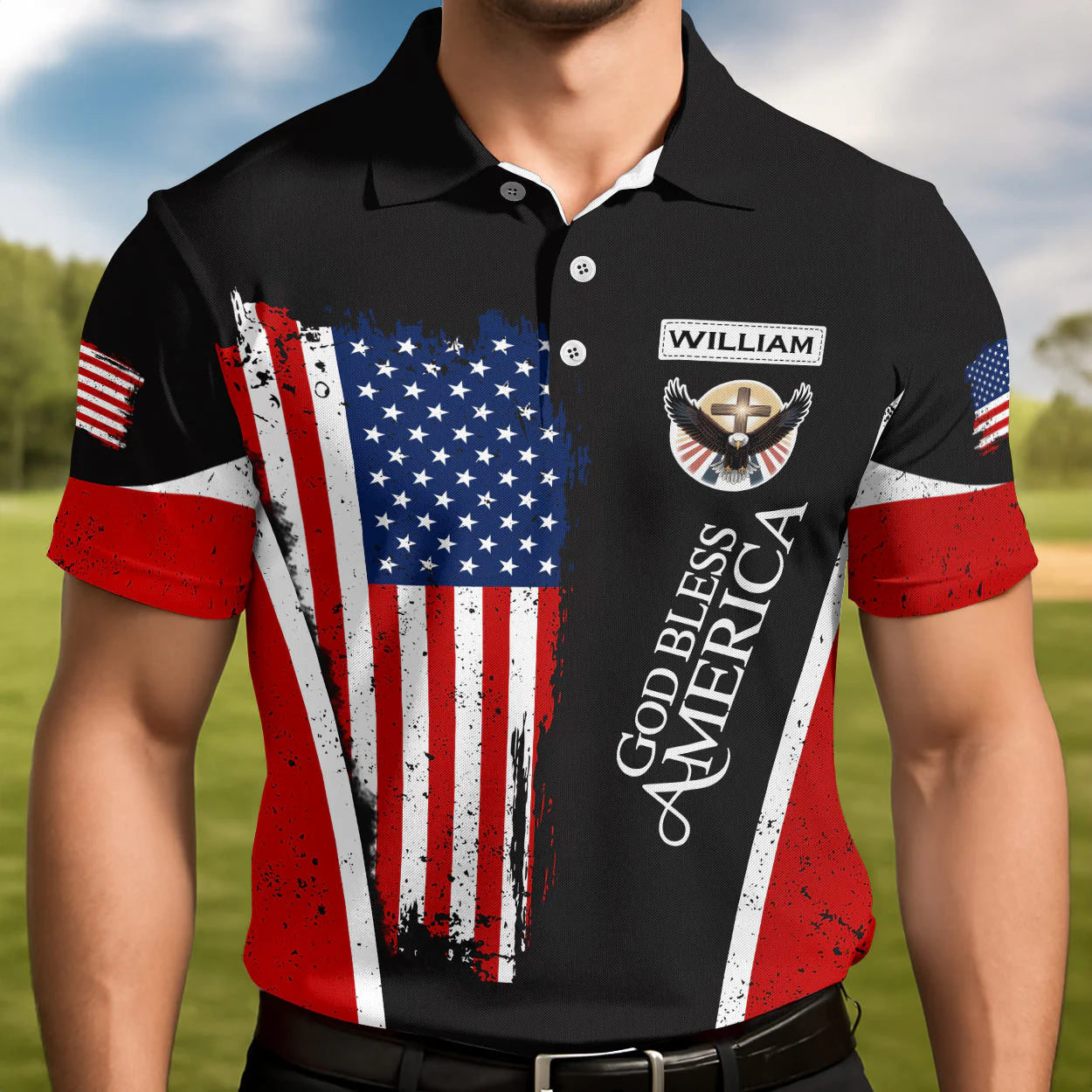 God Bless America - Personalized Polo Shirt - Gift for Him