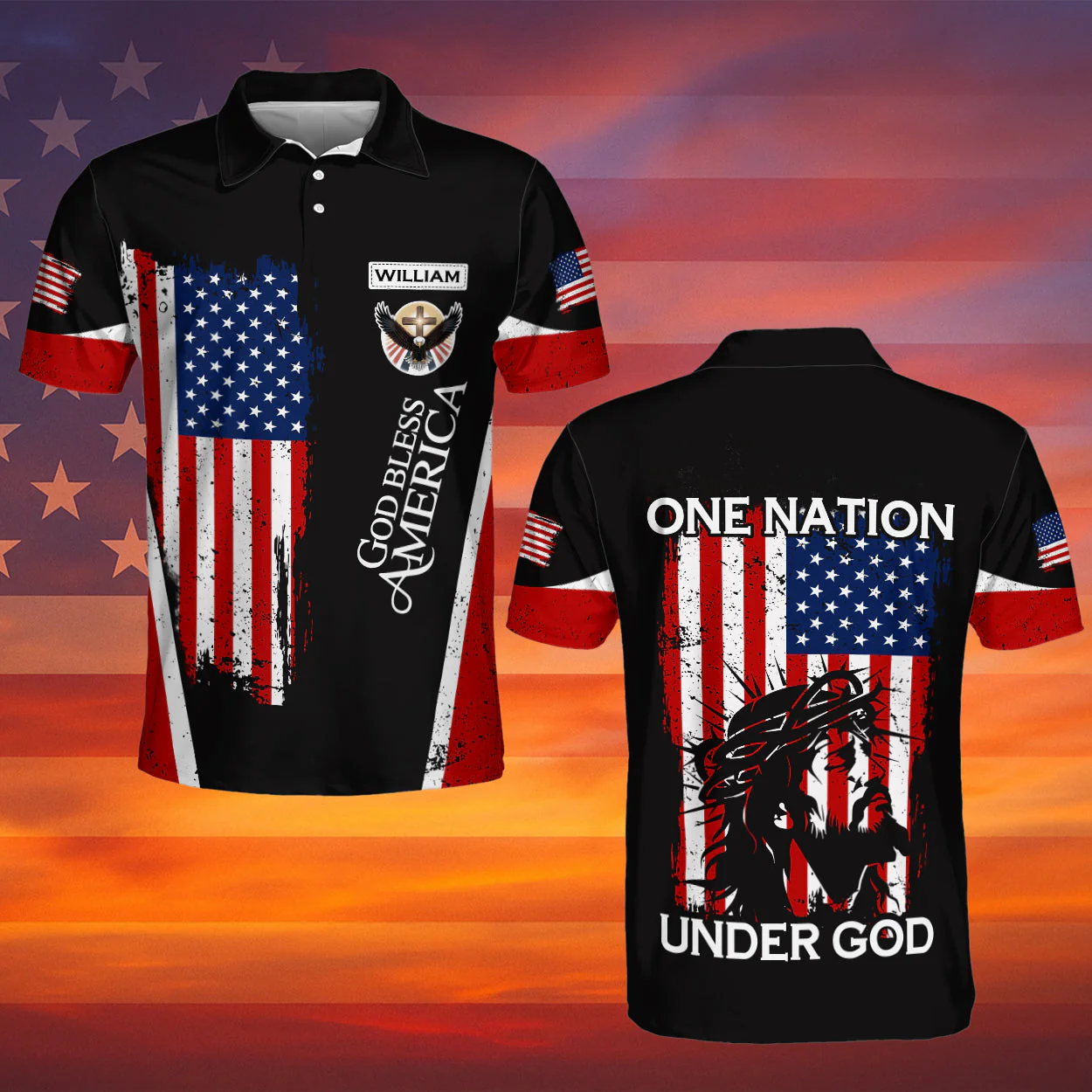 God Bless America - Personalized Polo Shirt - Gift for Him - Image 6