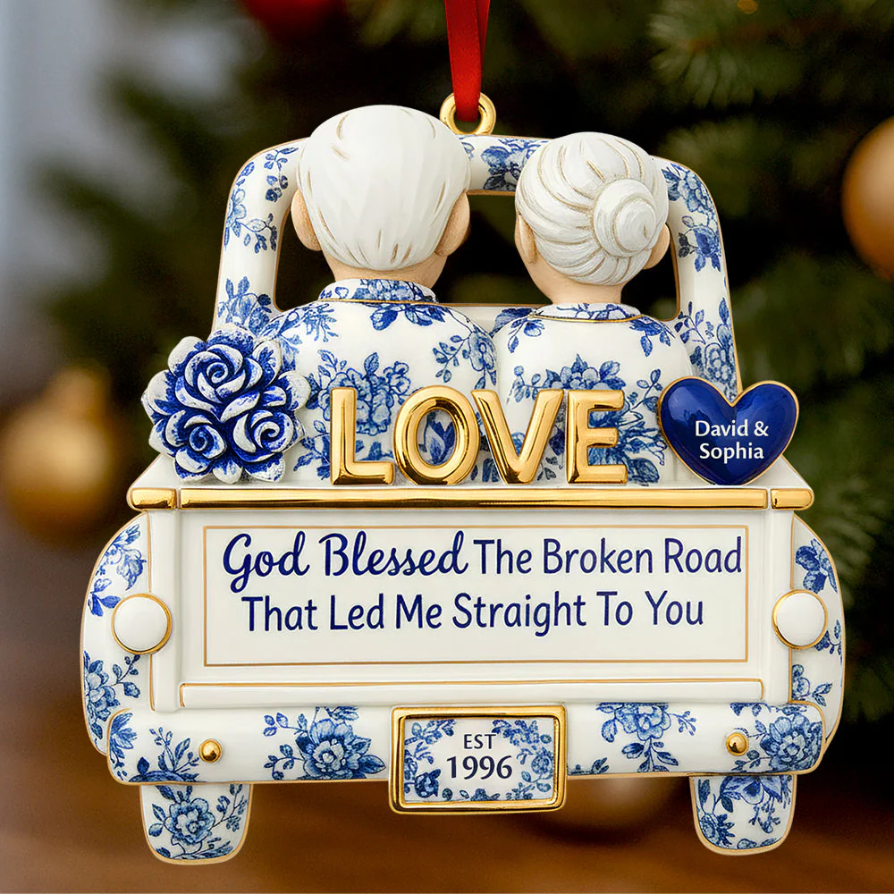 God Blessed The Broken Road That Led Me Straight To You - Personalized Acrylic Ornament - Gift For Couples NL122