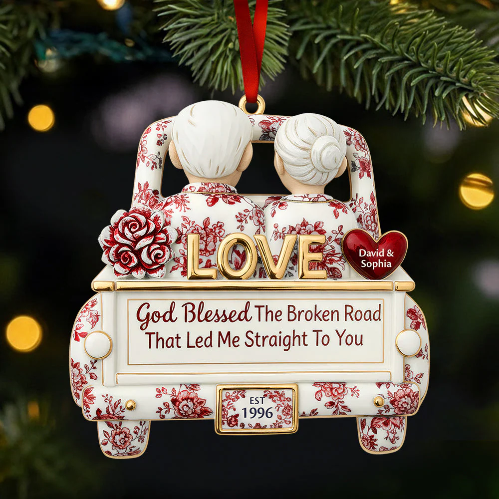 God Blessed The Broken Road That Led Me Straight To You - Personalized Acrylic Ornament - Gift For Couples NL122 - Image 2
