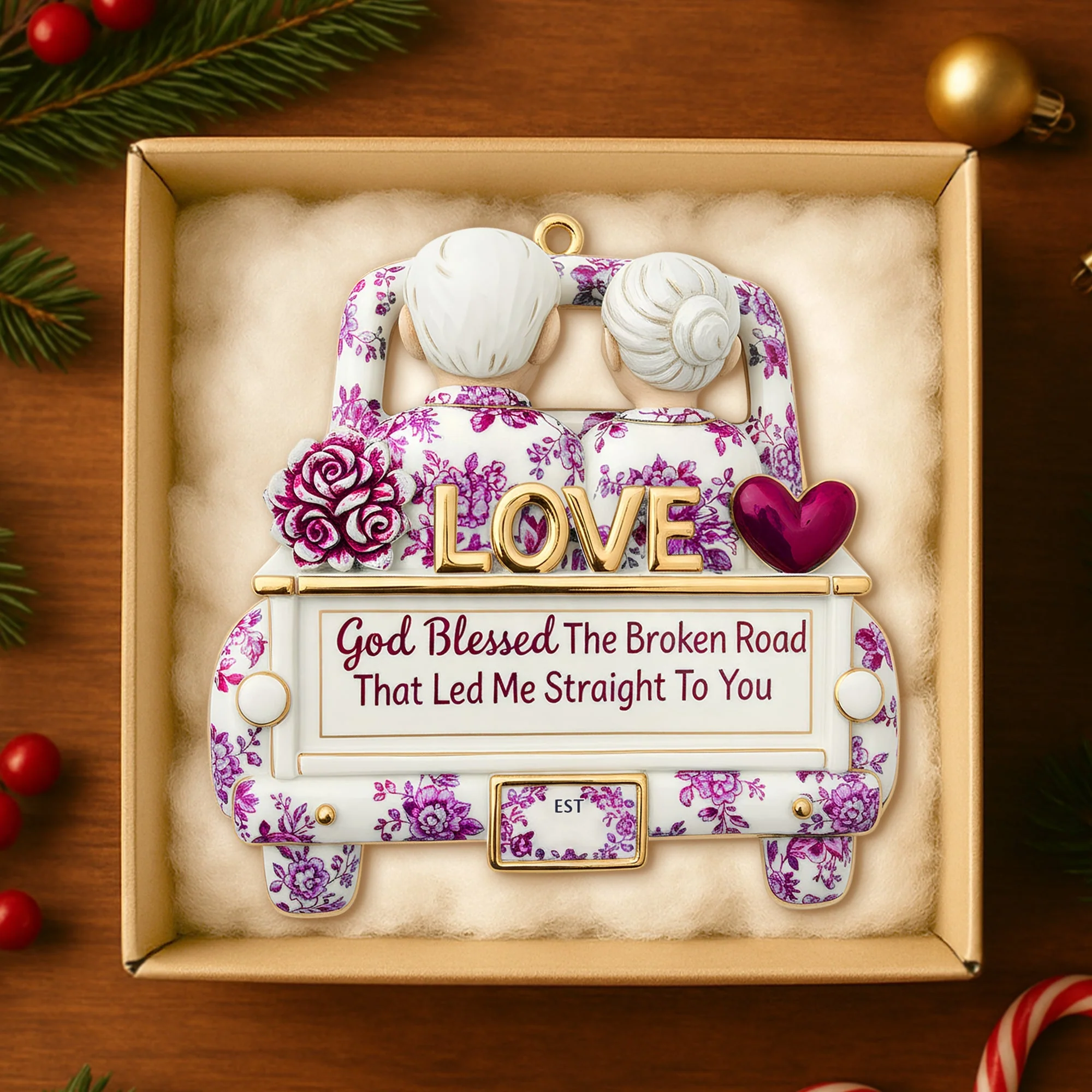 God Blessed The Broken Road That Led Me Straight To You - Personalized Acrylic Ornament - Gift For Couples NL122 - Image 3