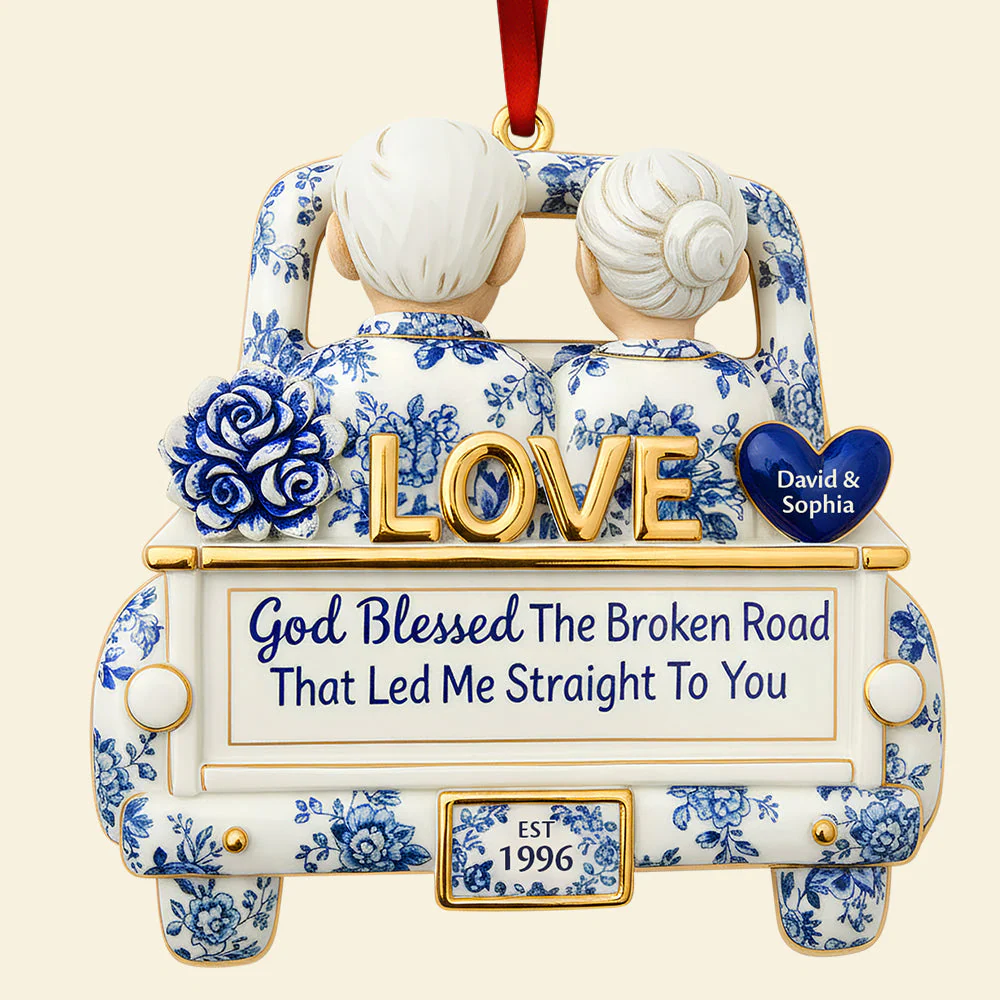 God Blessed The Broken Road That Led Me Straight To You - Personalized Acrylic Ornament - Gift For Couples NL122 - Image 4