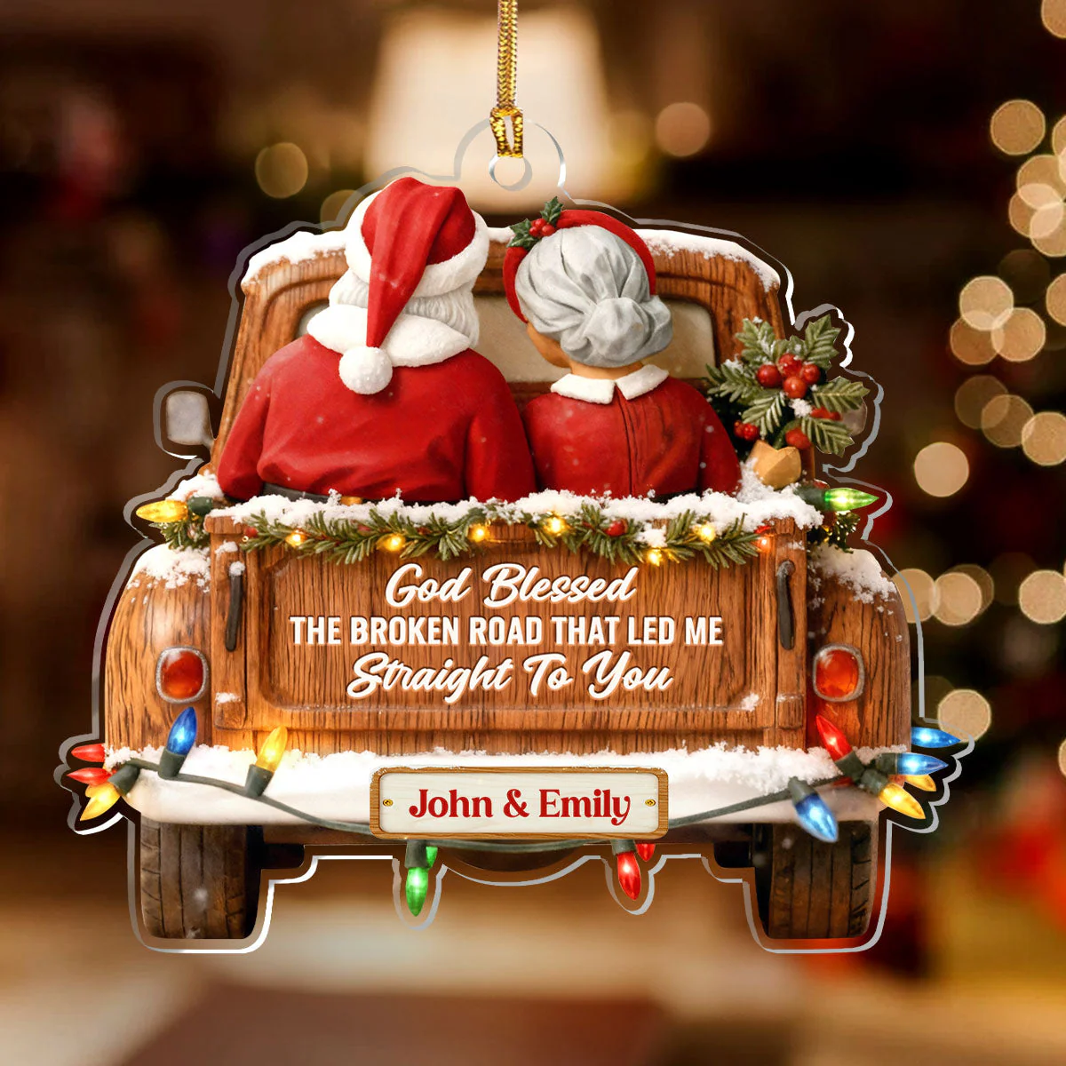 God Blessed The Broken Road That Led Me Straight To You - Personalized Acrylic Ornament TD118 - Image 2
