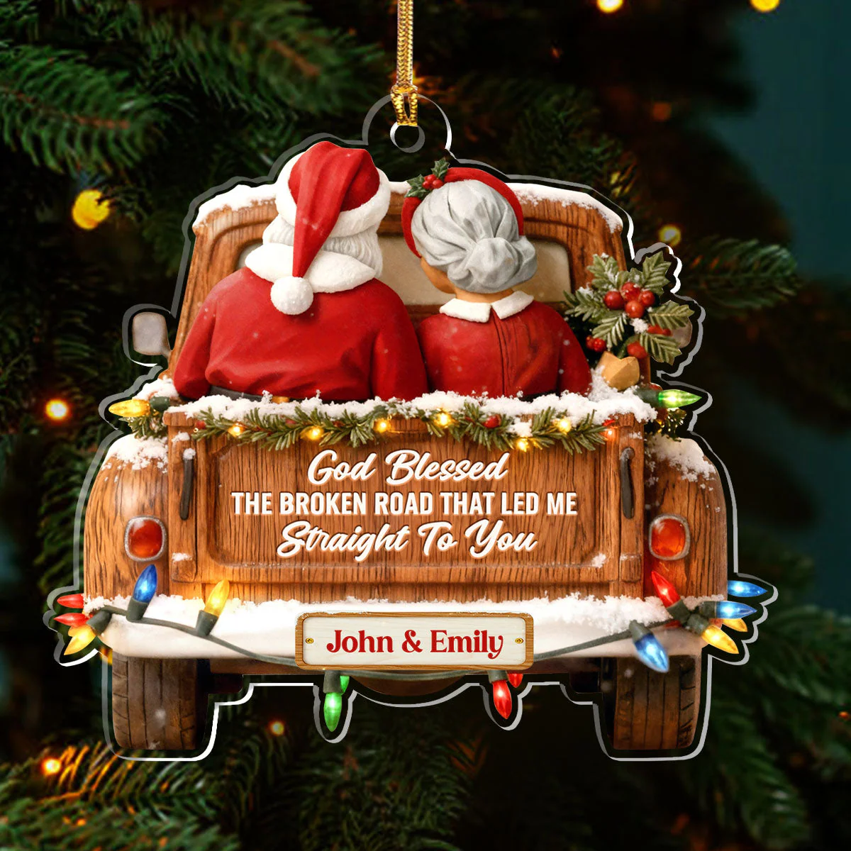 God Blessed The Broken Road That Led Me Straight To You - Personalized Acrylic Ornament TD118 - Image 3