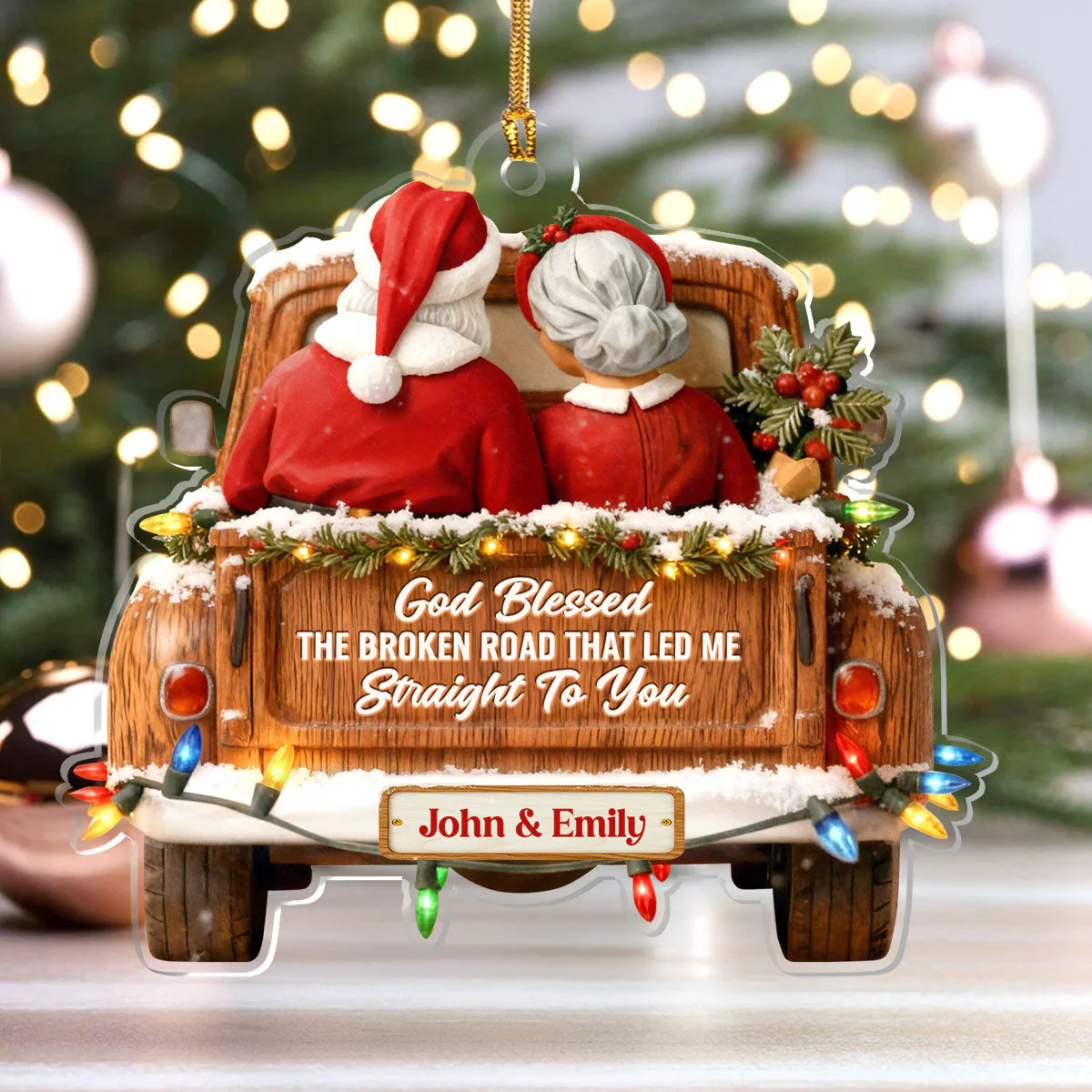 God Blessed The Broken Road That Led Me Straight To You - Personalized Acrylic Ornament TD118 - Image 4