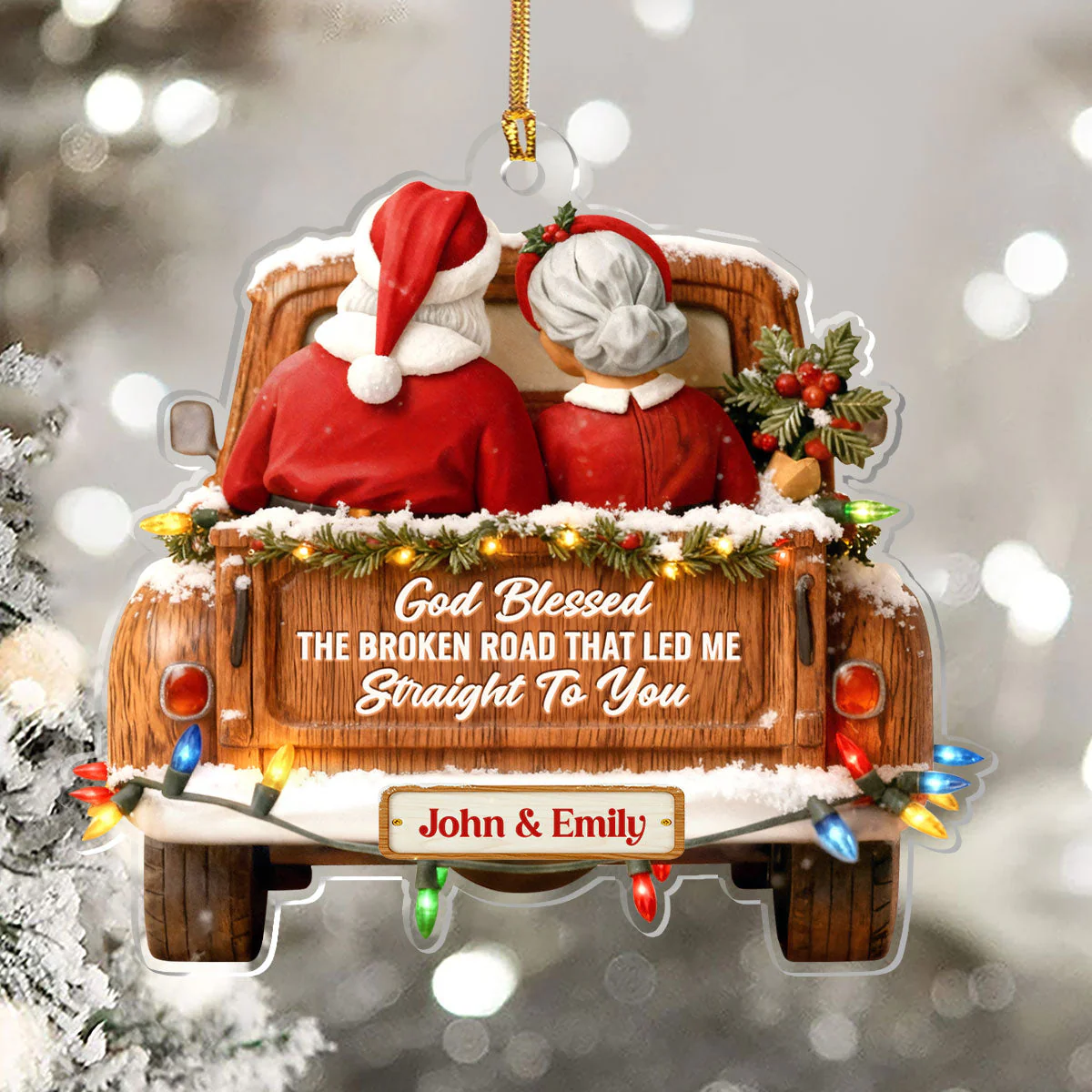God Blessed The Broken Road That Led Me Straight To You - Personalized Acrylic Ornament TD118 - Image 5