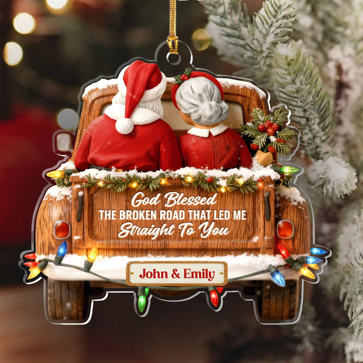God Blessed The Broken Road That Led Me Straight To You - Personalized Acrylic Ornament TD118 - Image 6