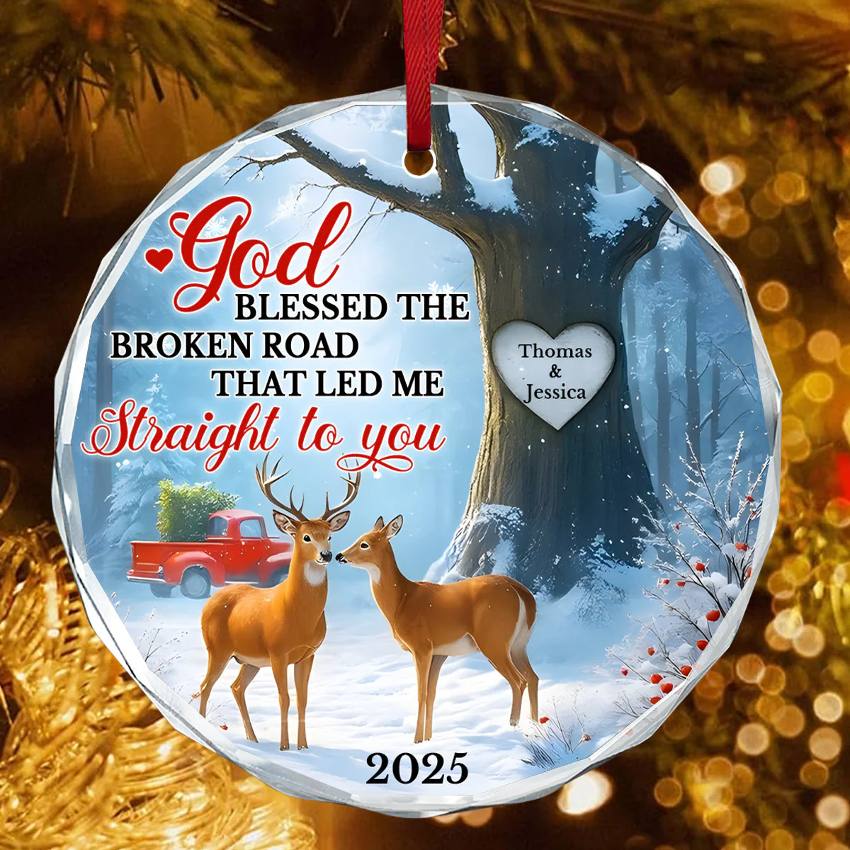 God Blessed The Broken Road That Led Me Straight To You - Personalized Glass Ornament TD118 - Image 4