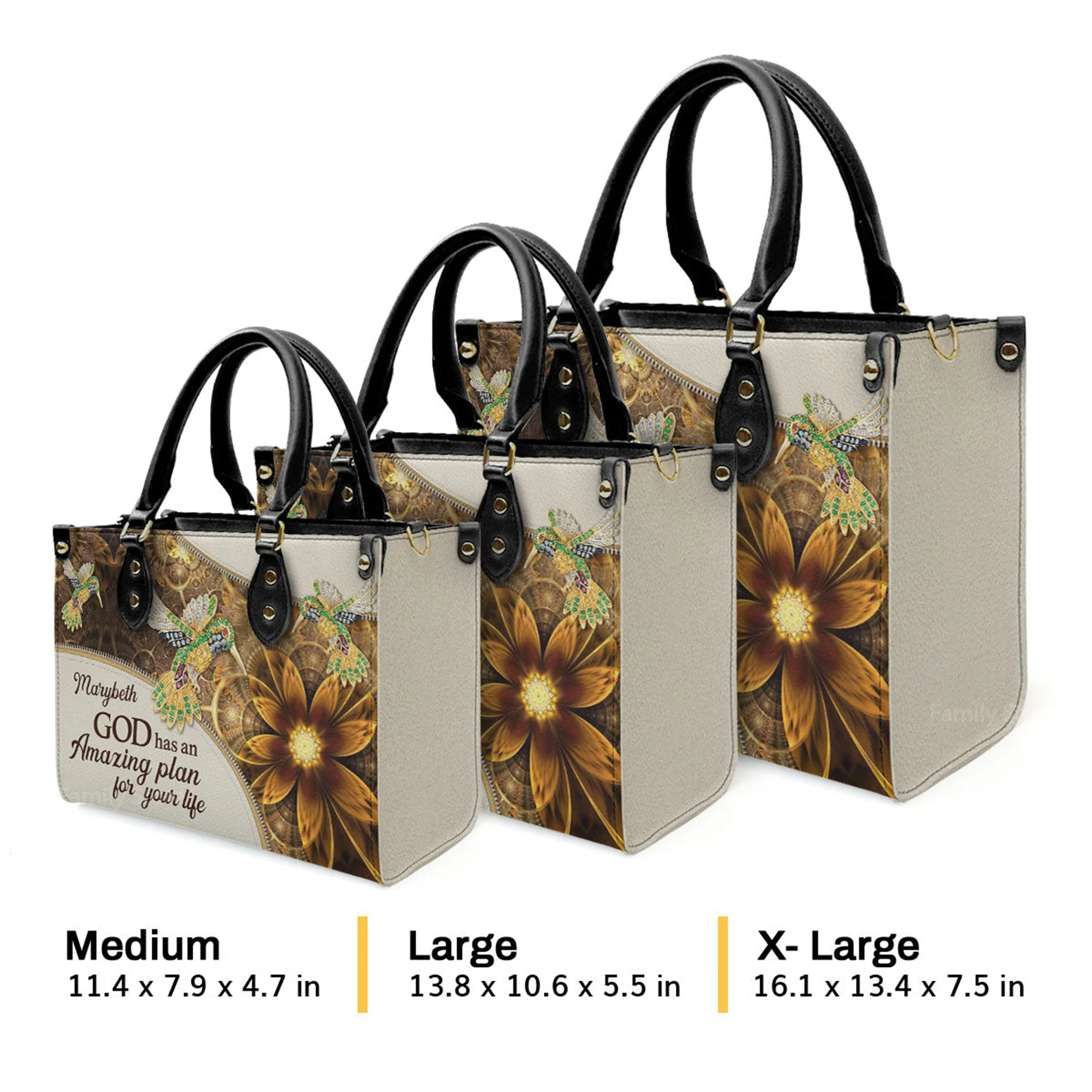 God Has An Amazing Plan For Your Life - Elegant Personalized Bird And Flower Leather Handbag - AT4080745 - Image 4