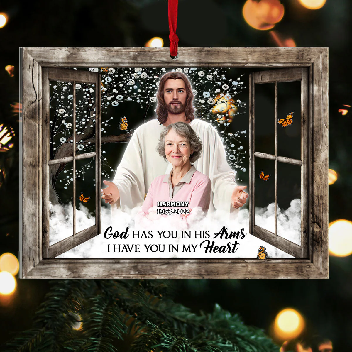 God Has You In His Arms I Have You In My Heart - Personalized Acrylic Ornament