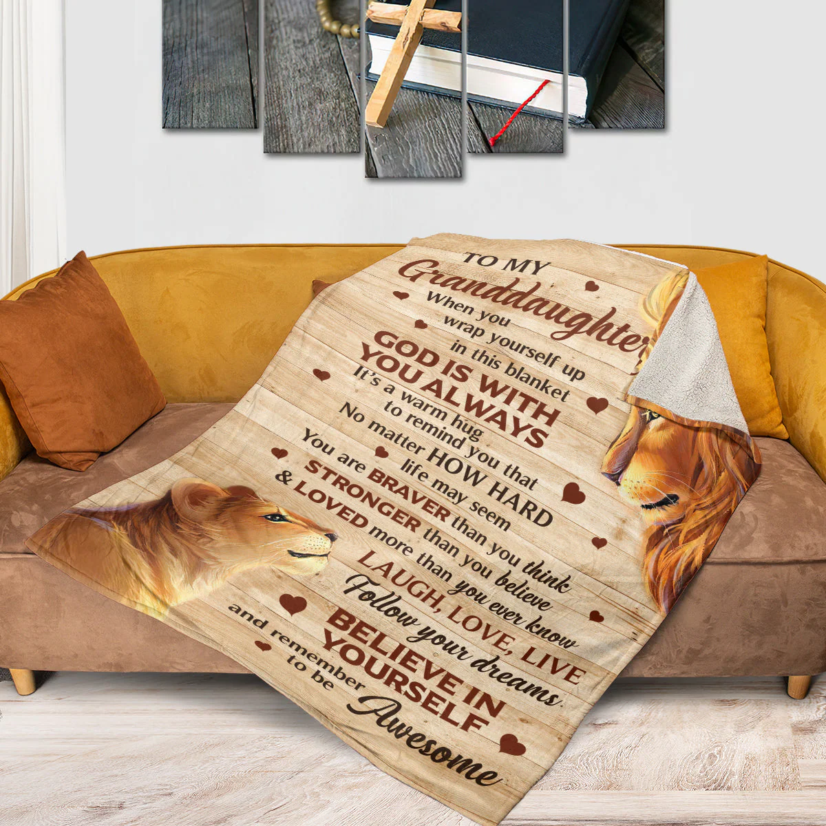 God Is with You Always Lion - Personalized Blanket - Gift For Her HN02 - Image 2