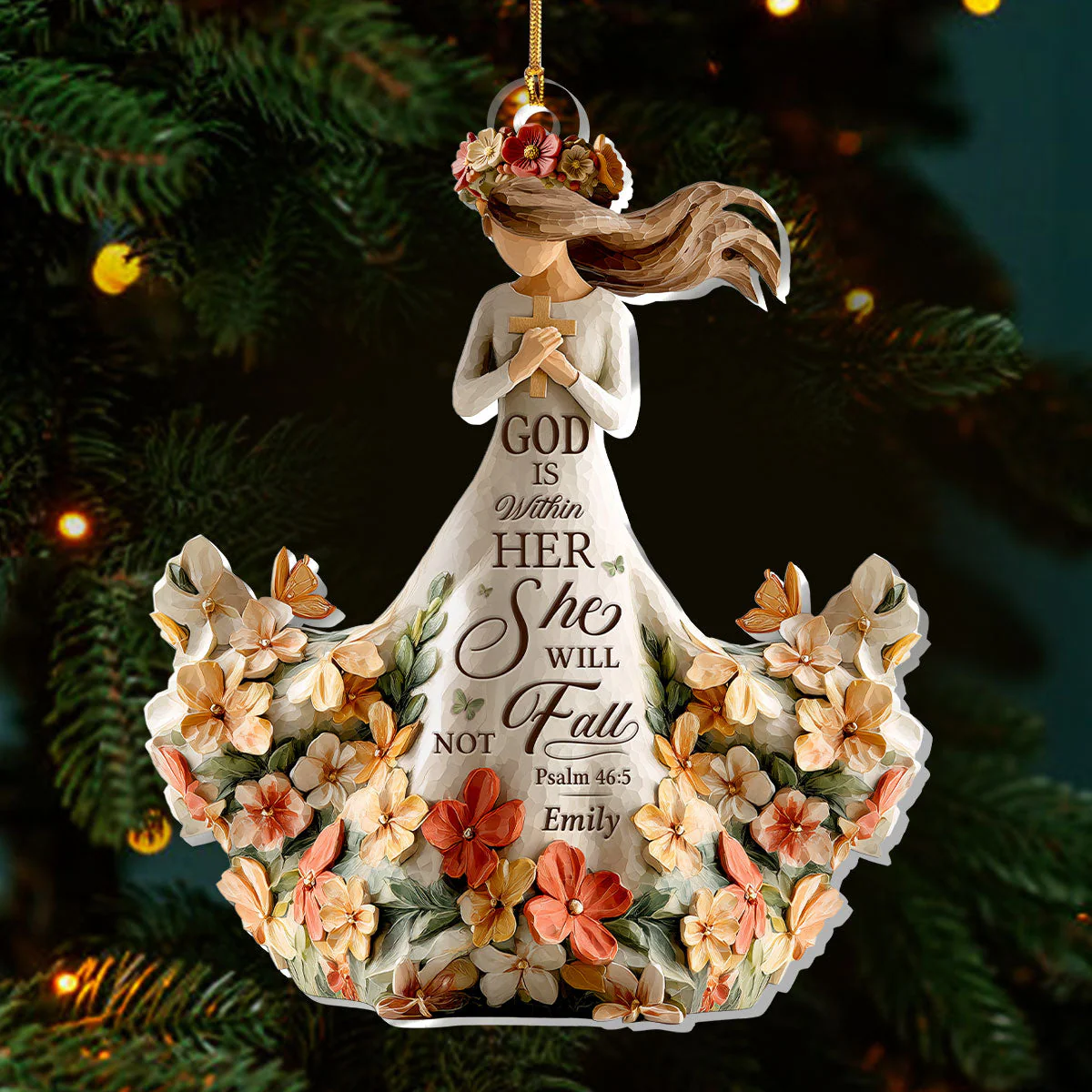 God Is Within Her She Will Not Fall - Personalized 1-Layer Acrylic Ornament HL128 - Image 3