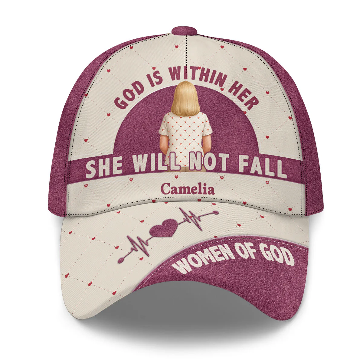 God Is Within Her She Will Not Fall - Personalized Classic Cap - Christian Gift For Mom, Grandma BA01