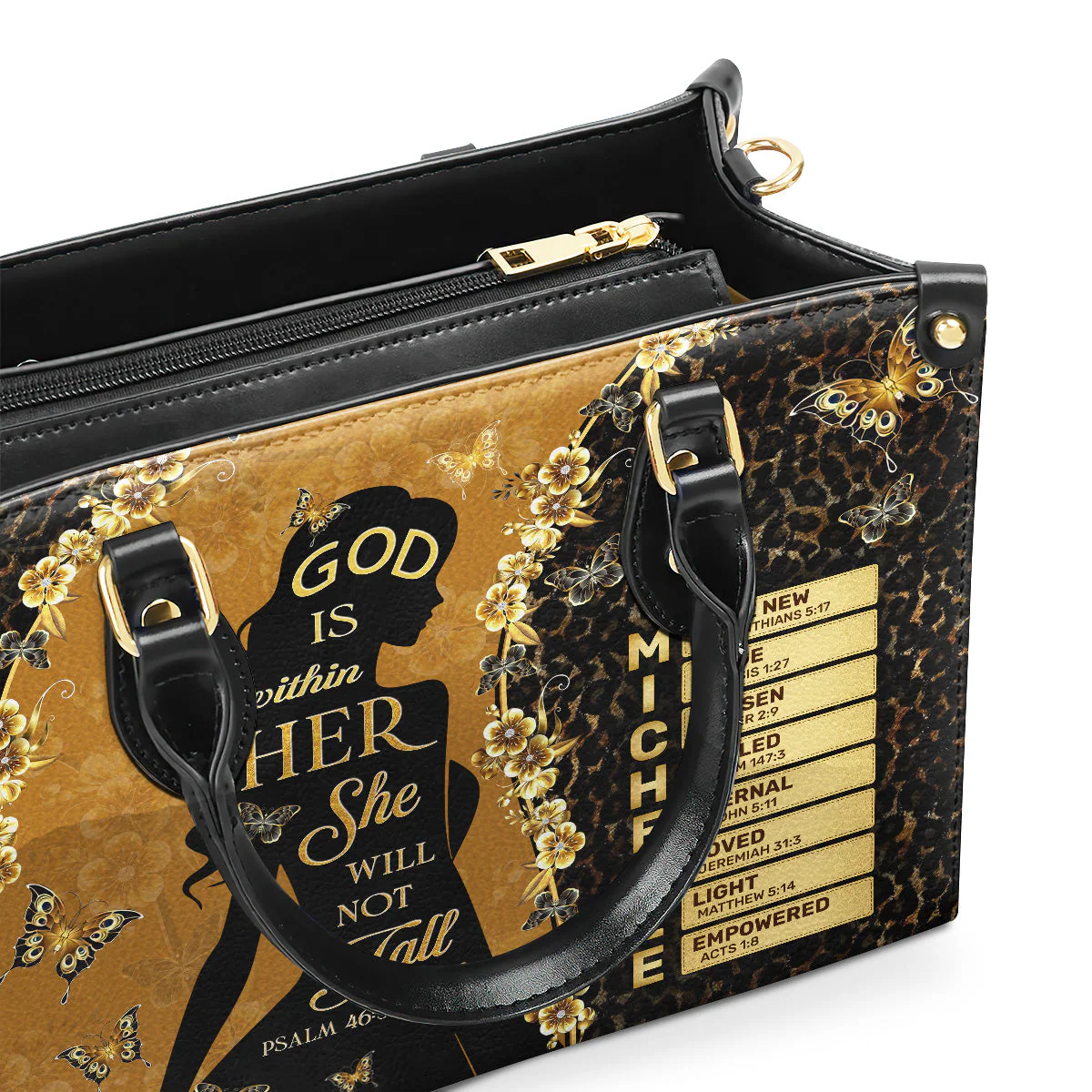 God Is Within Her She Will Not Fall - Personalized Leather Bag TD118 - Image 5