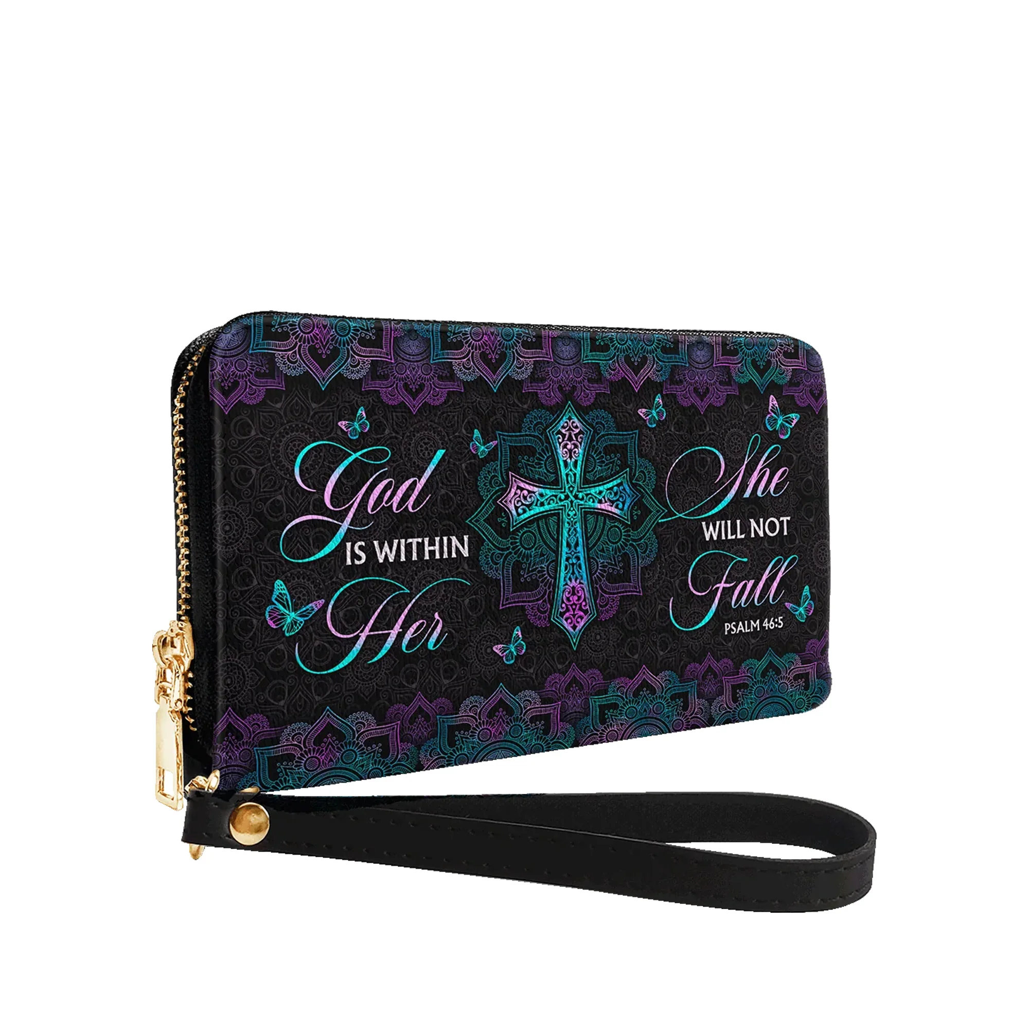 God Is Within Her She Will Not Fall Psalm 46:5 Faith - Christian Leather Wallet - Image 2